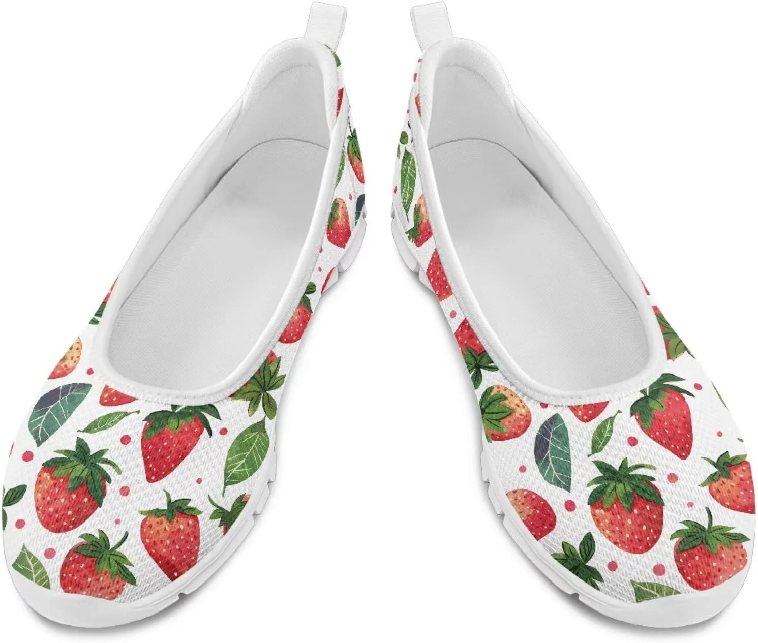 Women's Mesh Flats Shoes Breathable Slip On Shoes Casual Flats Comfortable Lightweight Walking Shoes White Sole Size 6-11