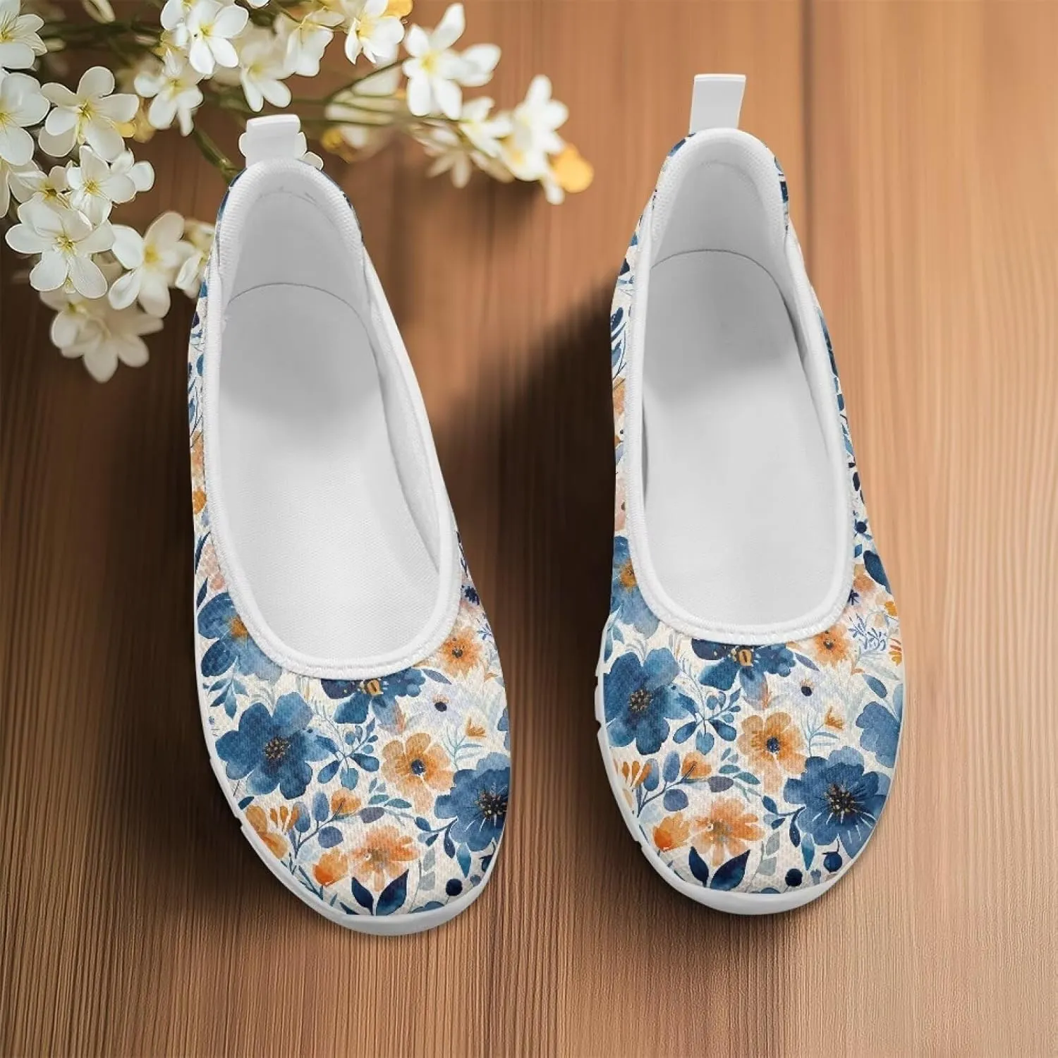 Women's Mesh Flats Shoes Breathable Slip On Shoes Casual Flats Comfortable Lightweight Walking Shoes White Sole Size 6-11