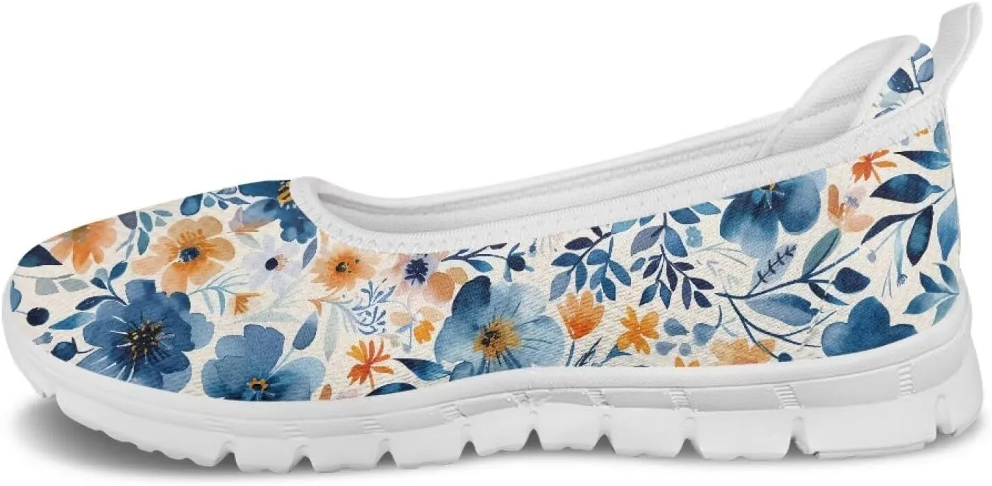 Women's Mesh Flats Shoes Breathable Slip On Shoes Casual Flats Comfortable Lightweight Walking Shoes White Sole Size 6-11