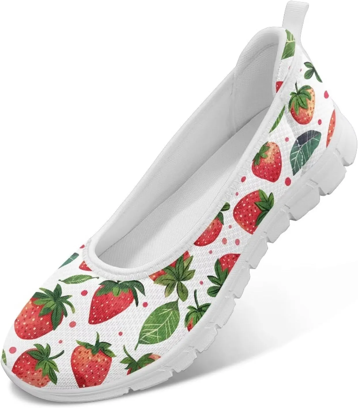 Women's Mesh Flats Shoes Breathable Slip On Shoes Casual Flats Comfortable Lightweight Walking Shoes White Sole Size 6-11