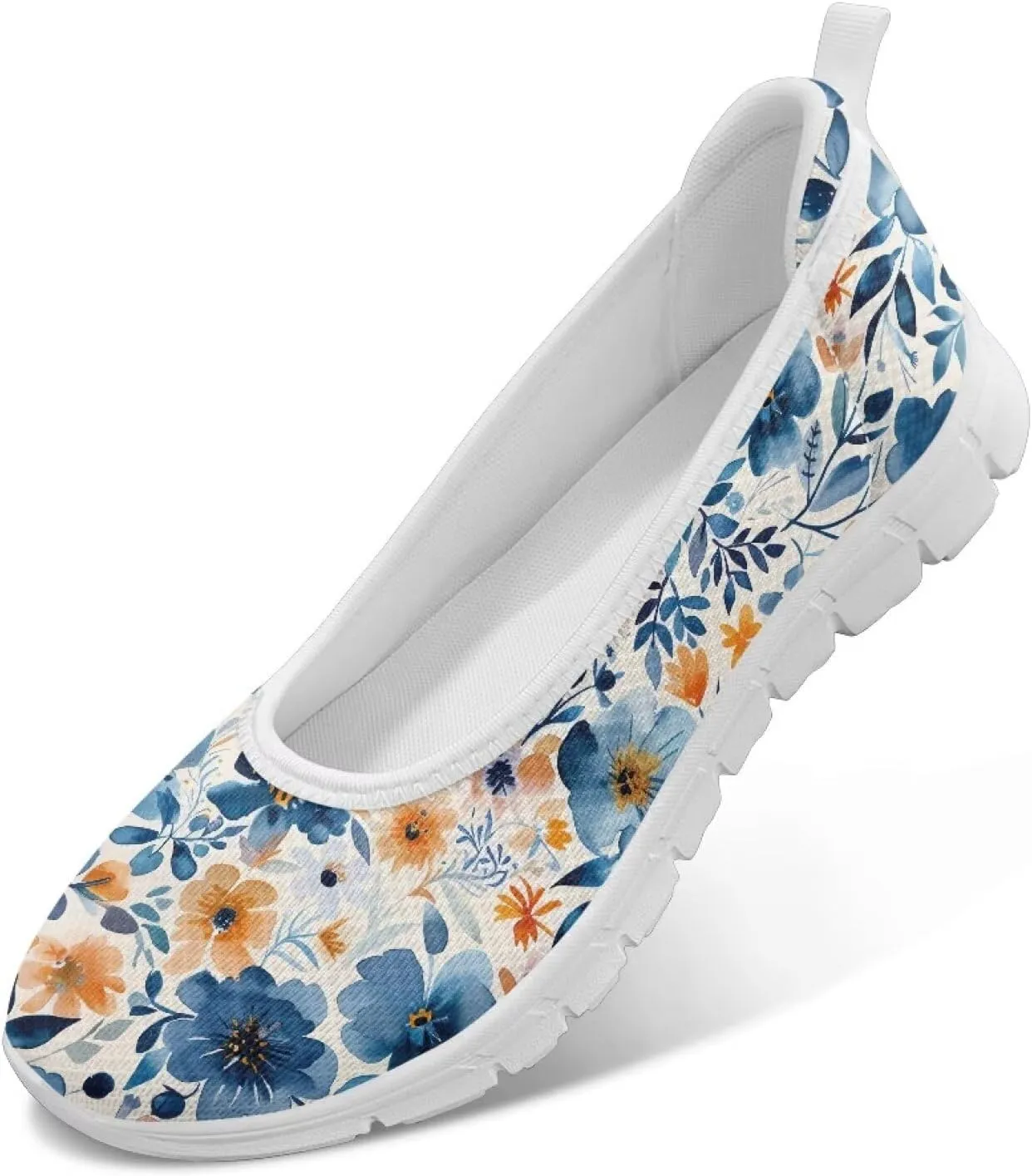 Women's Mesh Flats Shoes Breathable Slip On Shoes Casual Flats Comfortable Lightweight Walking Shoes White Sole Size 6-11