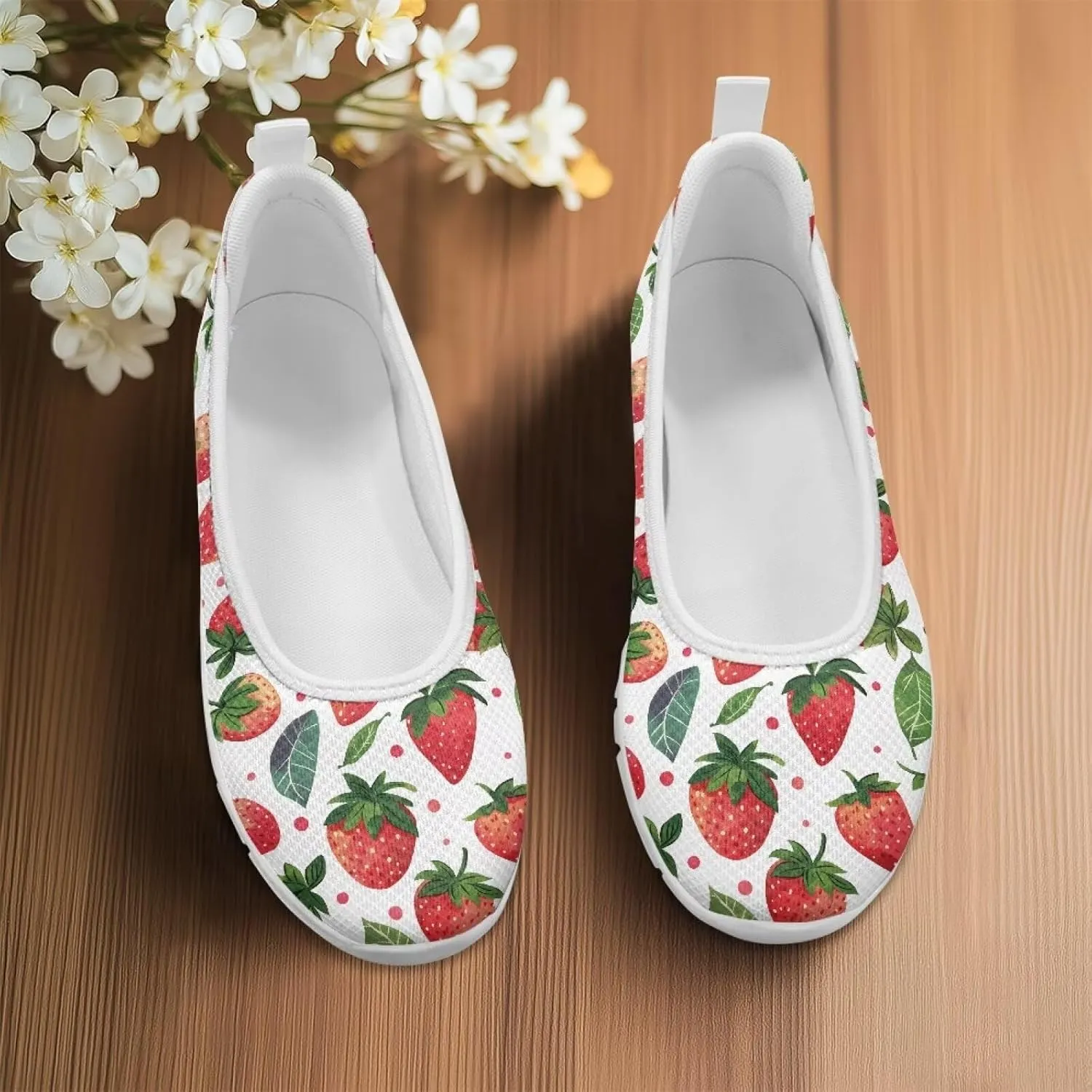 Women's Mesh Flats Shoes Breathable Slip On Shoes Casual Flats Comfortable Lightweight Walking Shoes White Sole Size 6-11