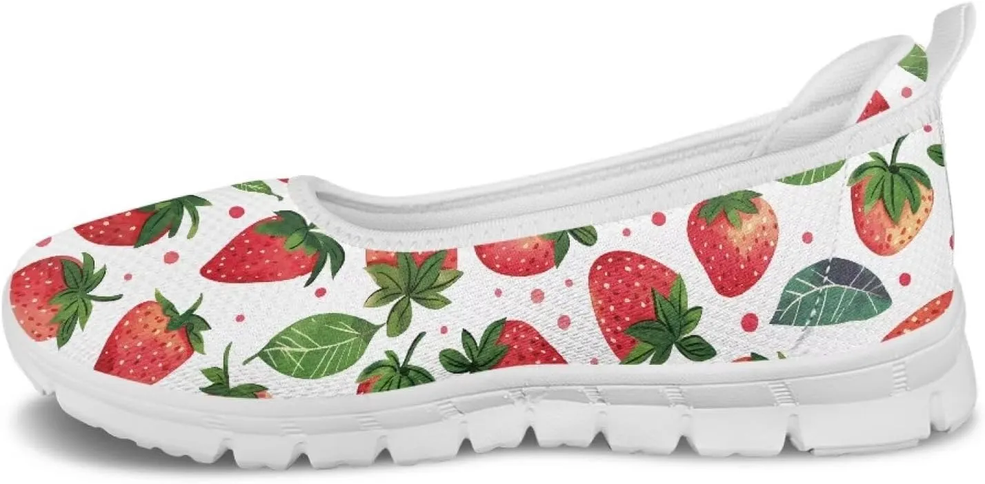 Women's Mesh Flats Shoes Breathable Slip On Shoes Casual Flats Comfortable Lightweight Walking Shoes White Sole Size 6-11