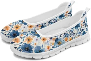Women's Mesh Flats Shoes Breathable Slip On Shoes Casual Flats Comfortable Lightweight Walking Shoes White Sole Size 6-11