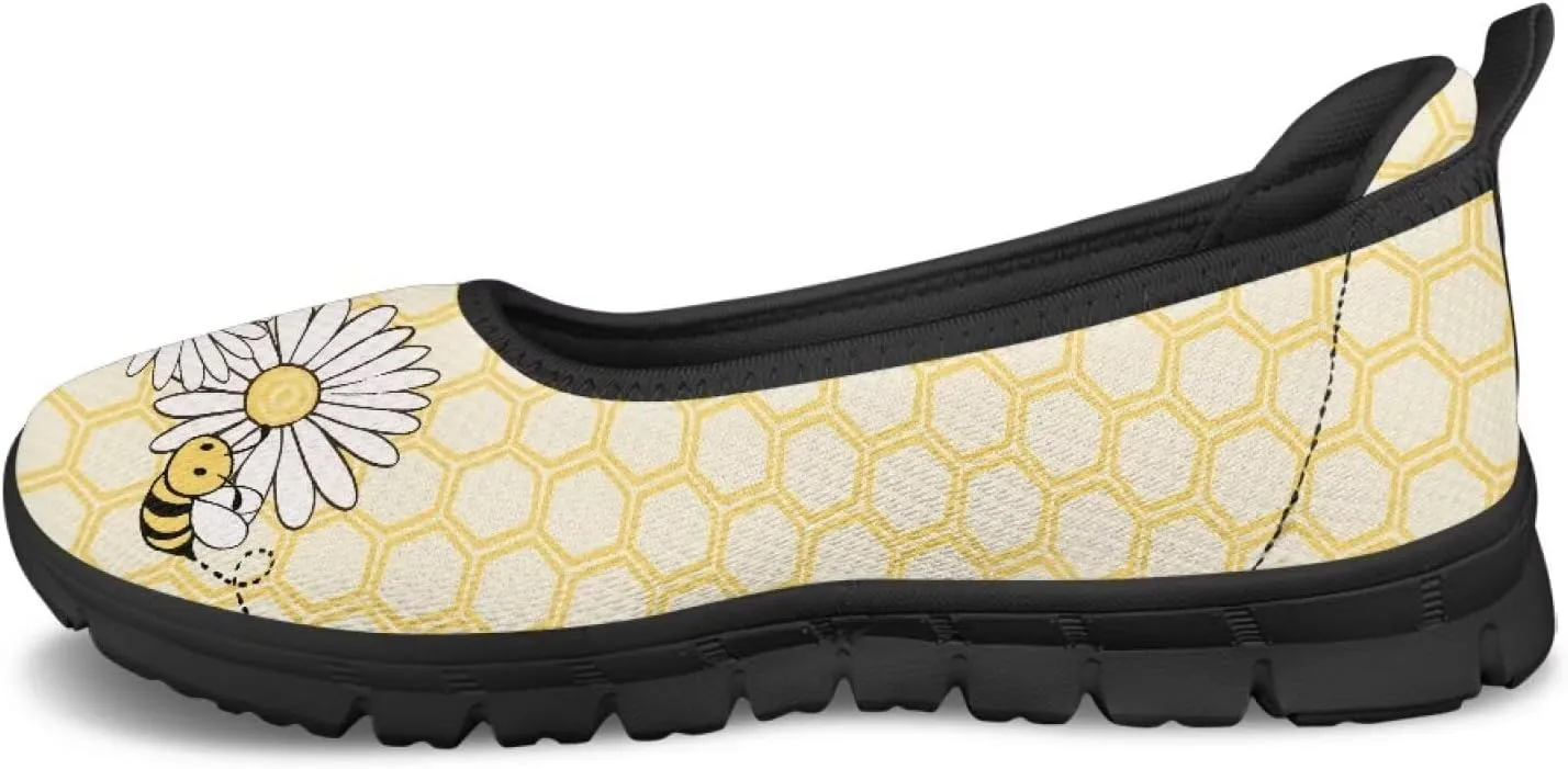 Womens Mesh Flats Slip On Casual Comfortable Walking Shoes Drive Flat Shoes for Outdoor Black Sole Size 6-11