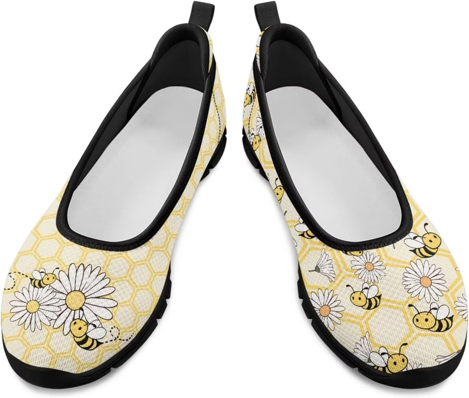 Womens Mesh Flats Slip On Casual Comfortable Walking Shoes Drive Flat Shoes for Outdoor Black Sole Size 6-11