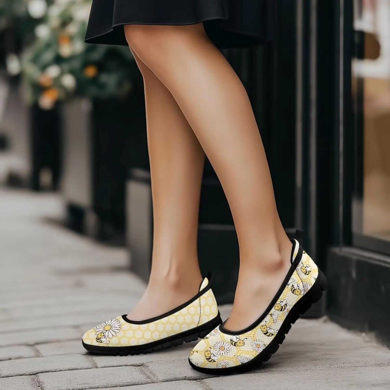 Womens Mesh Flats Slip On Casual Comfortable Walking Shoes Drive Flat Shoes for Outdoor Black Sole Size 6-11
