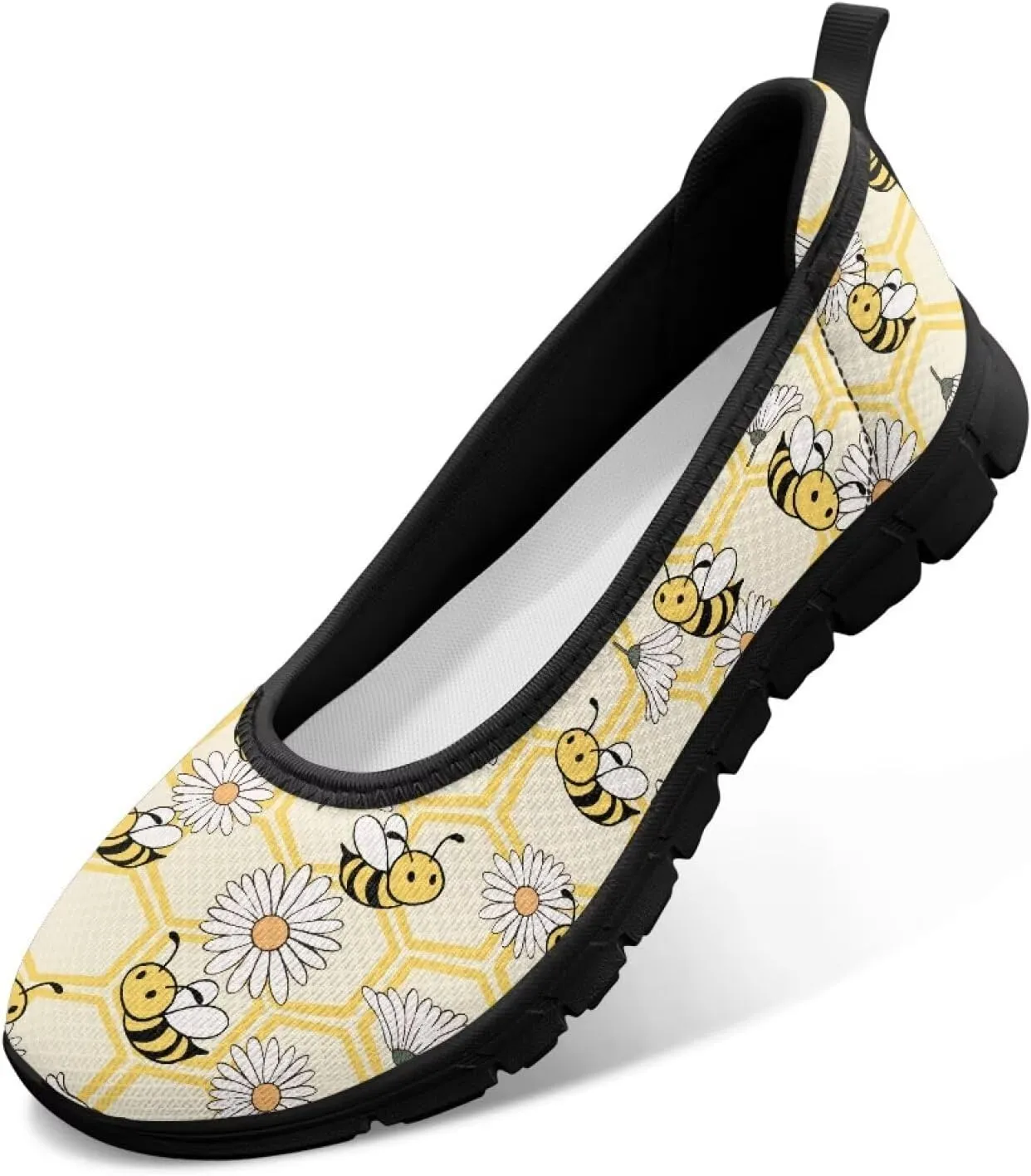 Womens Mesh Flats Slip On Casual Comfortable Walking Shoes Drive Flat Shoes for Outdoor Black Sole Size 6-11