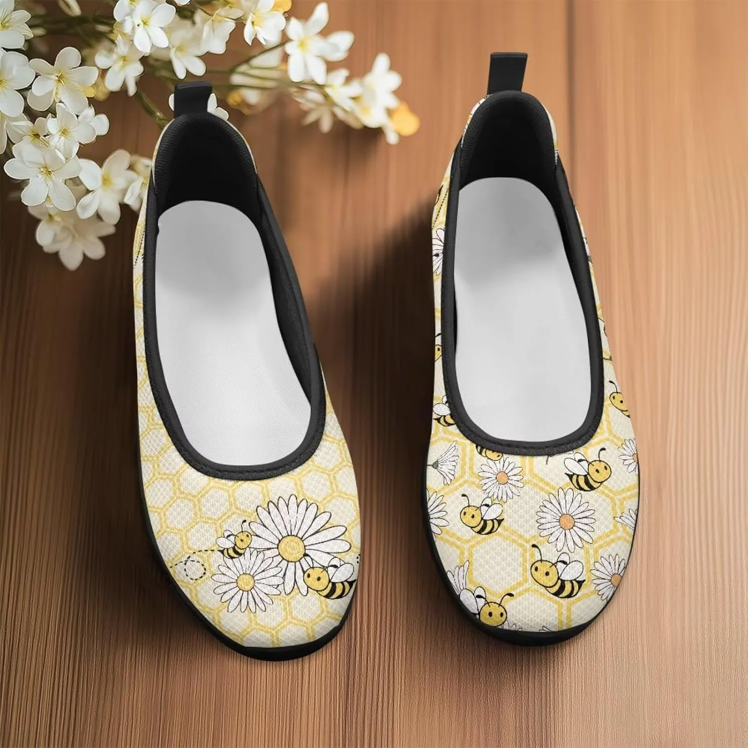 Womens Mesh Flats Slip On Casual Comfortable Walking Shoes Drive Flat Shoes for Outdoor Black Sole Size 6-11