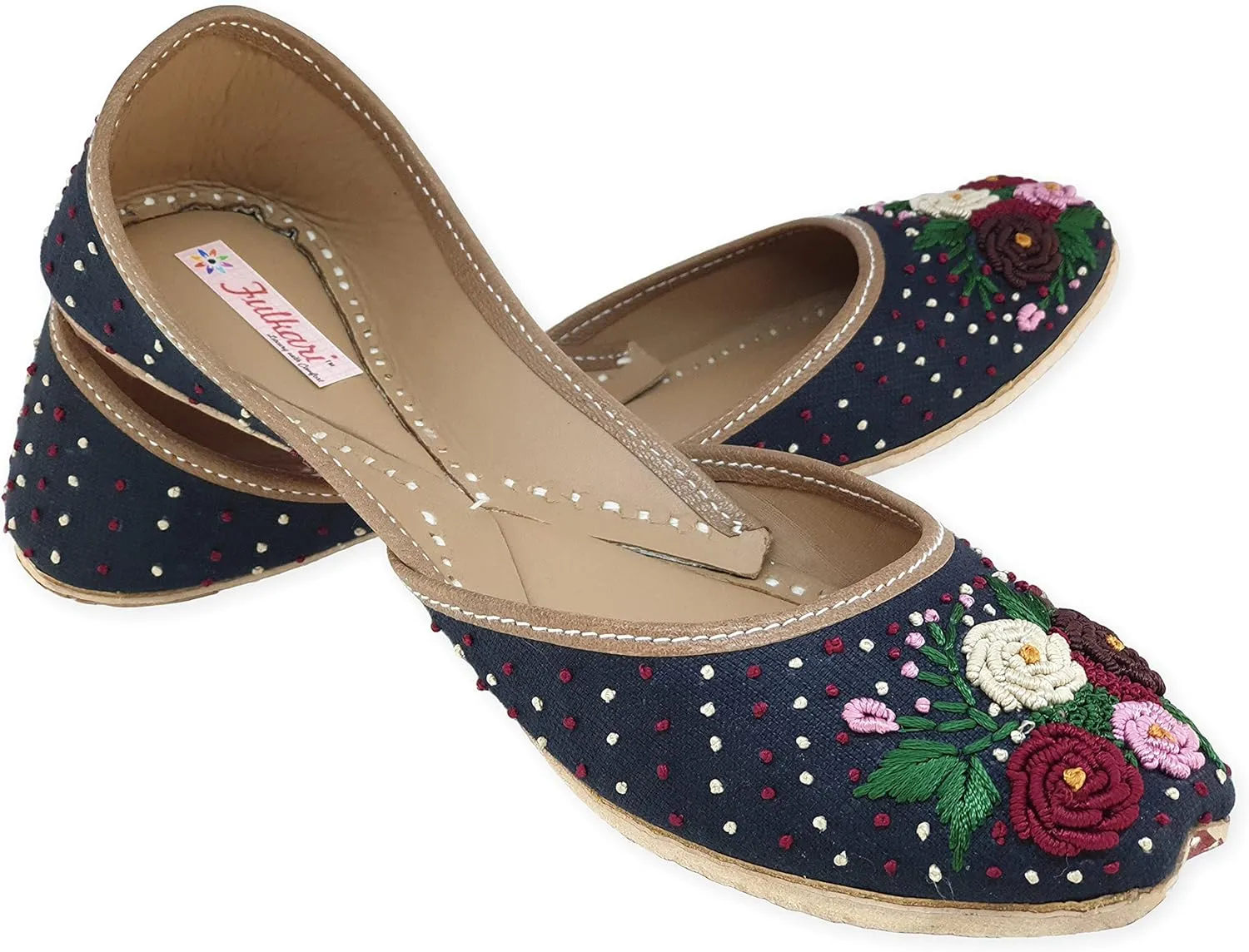 Women's Moonshine Multicolored Genuine Soft Leather Juttis | Bite and Pinch Free Jutis | Punjabi Jutti For Ladies | Wedding Flat Stylish Mojari | Bridal Ethnic Flats For Girls |