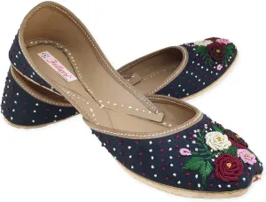 Women's Moonshine Multicolored Genuine Soft Leather Juttis | Bite and Pinch Free Jutis | Punjabi Jutti For Ladies | Wedding Flat Stylish Mojari | Bridal Ethnic Flats For Girls |