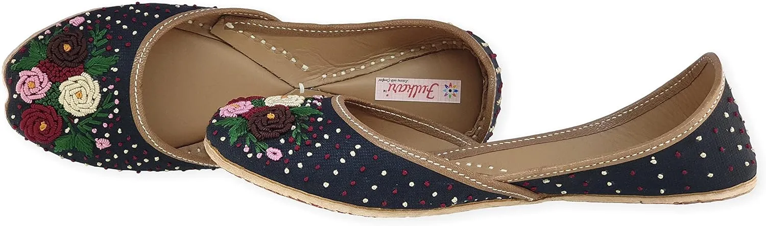 Women's Moonshine Multicolored Genuine Soft Leather Juttis | Bite and Pinch Free Jutis | Punjabi Jutti For Ladies | Wedding Flat Stylish Mojari | Bridal Ethnic Flats For Girls |