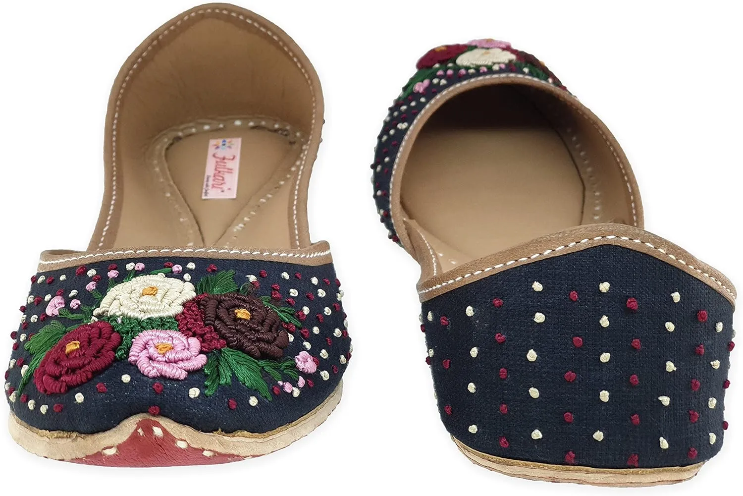 Women's Moonshine Multicolored Genuine Soft Leather Juttis | Bite and Pinch Free Jutis | Punjabi Jutti For Ladies | Wedding Flat Stylish Mojari | Bridal Ethnic Flats For Girls |