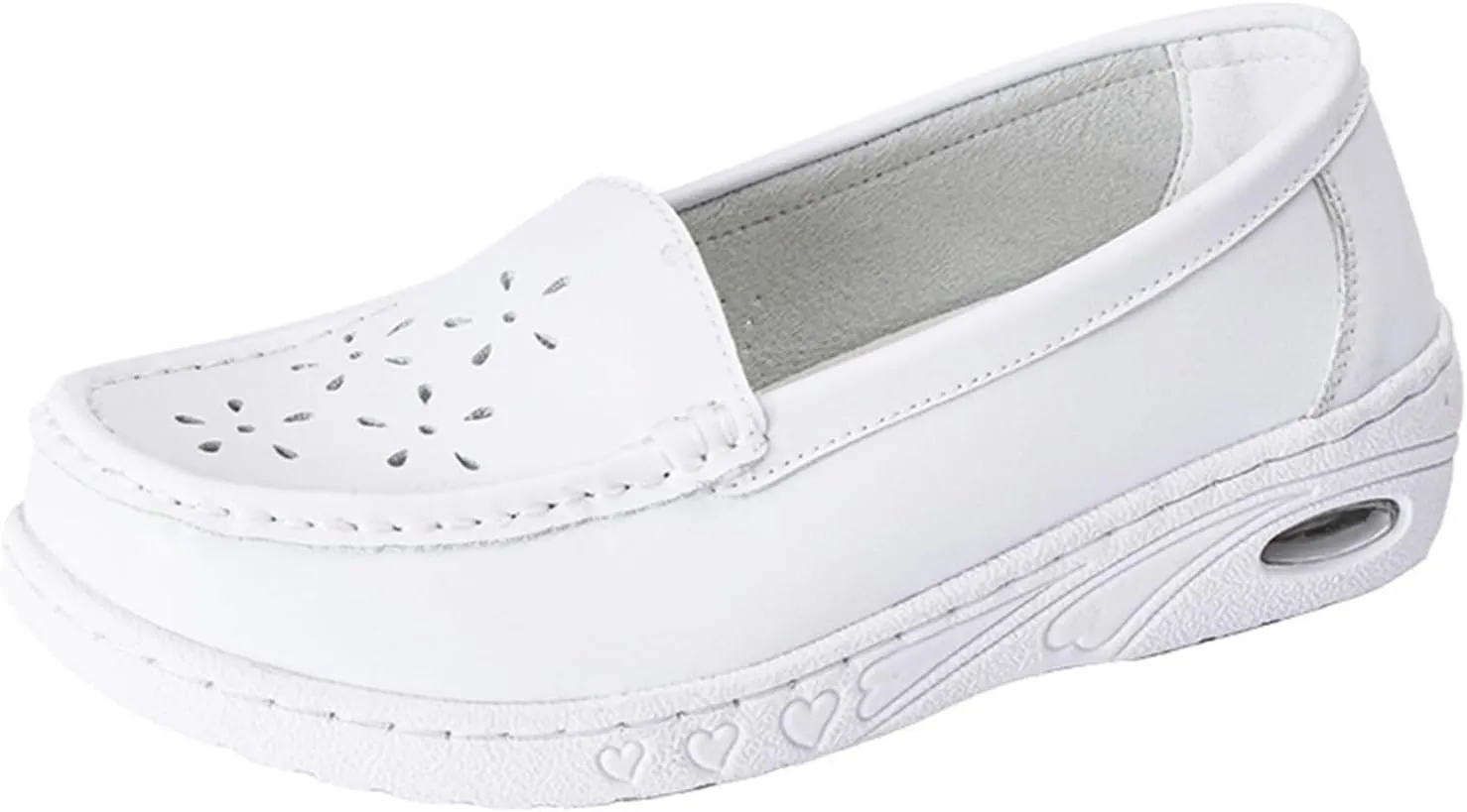 Women's Nursing Shoes Slip On Lightweight White Shoes for Work Women Slip Resistant Arch Support Flats for Women Healthcare Womens Shoes for Work