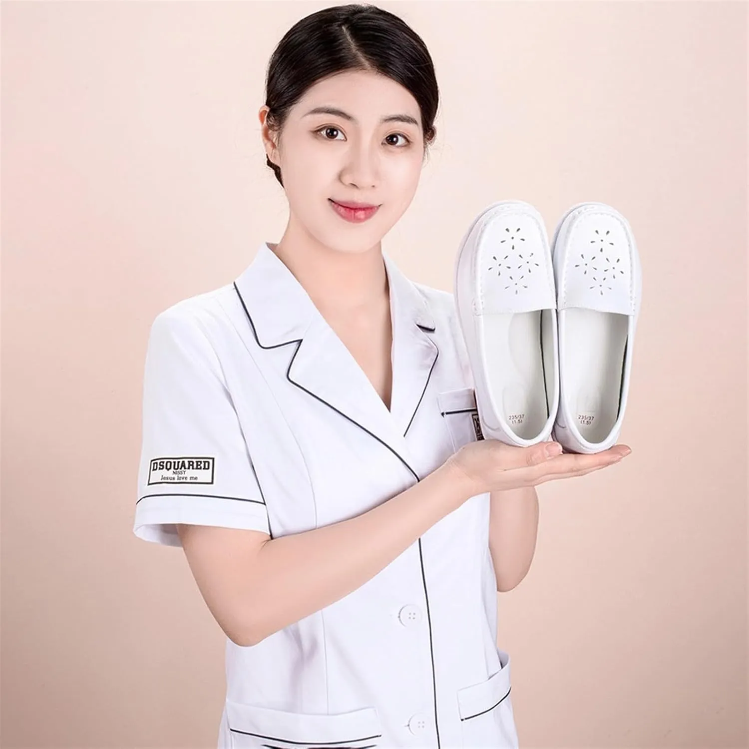 Women's Nursing Shoes Slip On Lightweight White Shoes for Work Women Slip Resistant Arch Support Flats for Women Healthcare Womens Shoes for Work
