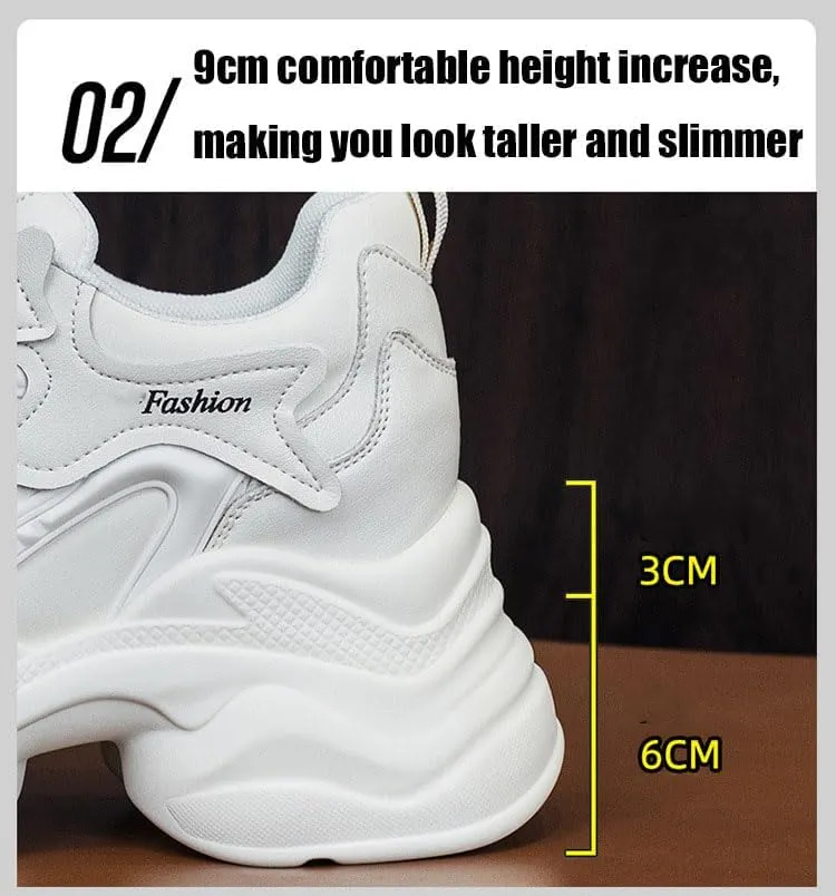 Women's Orthopedic Sneakers Stylish Walking Shoe,Fashion Lace Up Height Increasing Chunky Shoes Non Slip Platform Dad Shoe