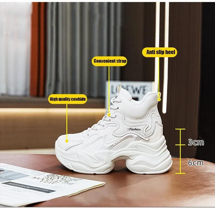 Women's Orthopedic Sneakers Stylish Walking Shoe,Fashion Lace Up Height Increasing Chunky Shoes Non Slip Platform Dad Shoe