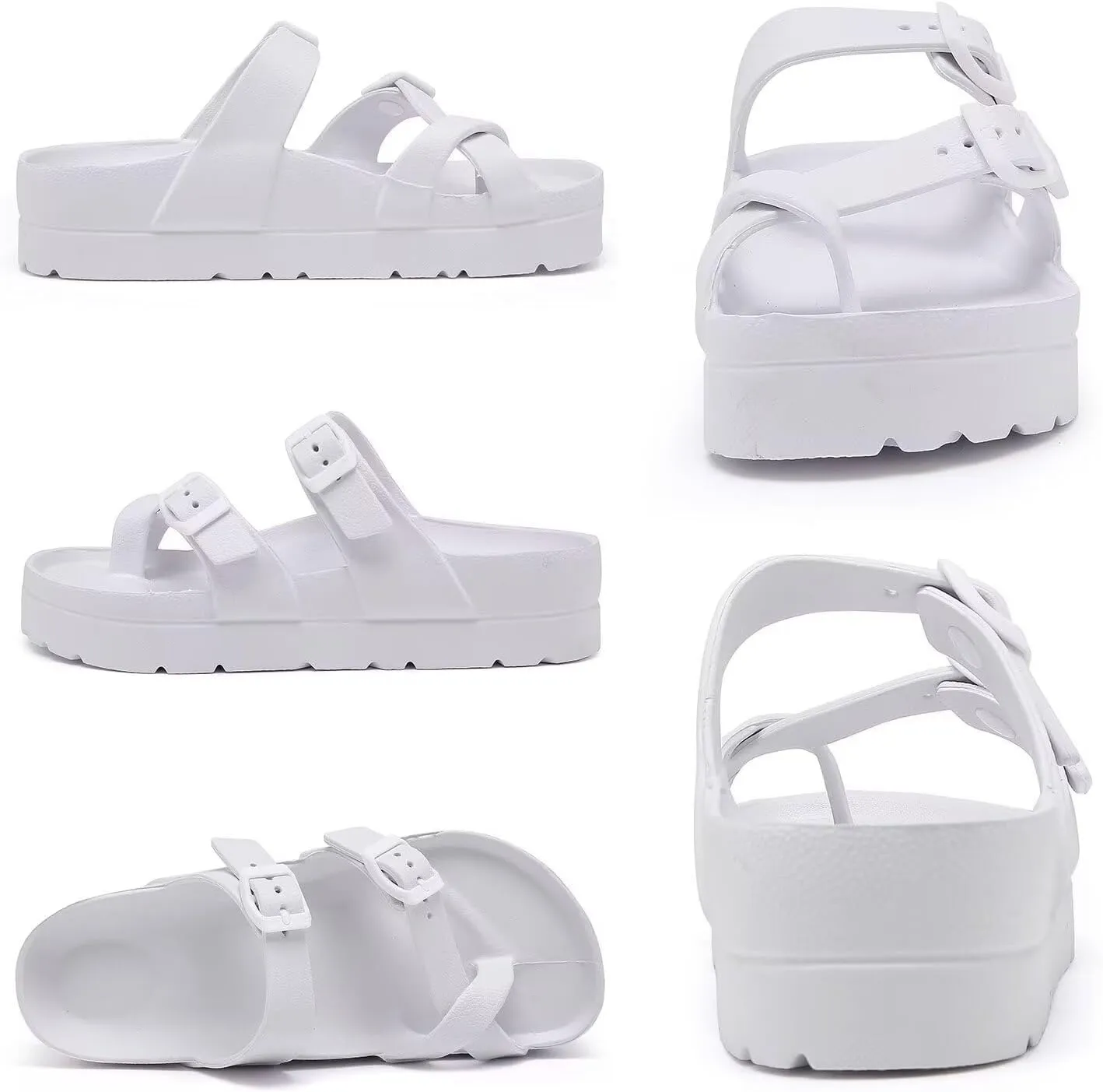 Women's Platform Flip Flops with Arch Support, Eva Lightweight Chunky Slide Sandals for Women, Fashion Comfort Summer Beach Sandal with Adjustable Buckle, Sandalias De Plataforma Para Mujer