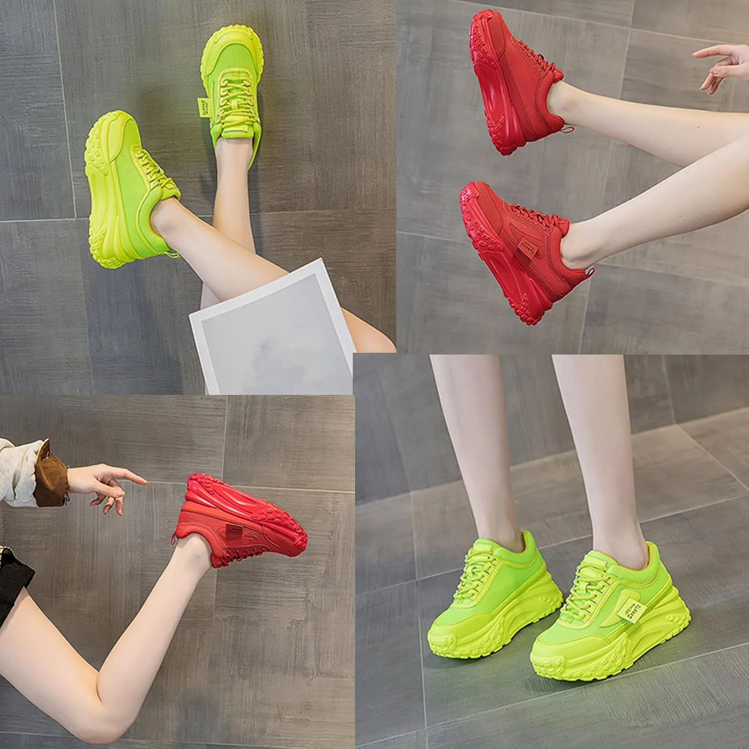 Women's Platform Increase Fashion Sneakers,Comfy Low Hidden Wedge Lightweight Casual Anti-Slip Running Sneakers Outdoor Lace Up Slip-on Leather Patchwork Breathable Mesh Walking Shoes