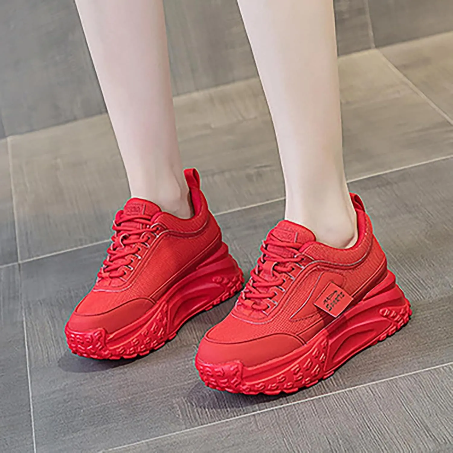 Women's Platform Increase Fashion Sneakers,Comfy Low Hidden Wedge Lightweight Casual Anti-Slip Running Sneakers Outdoor Lace Up Slip-on Leather Patchwork Breathable Mesh Walking Shoes
