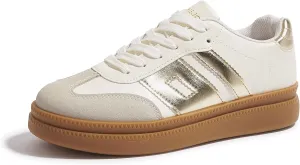 Women's Platform Sneakers Vintage Tennis Shoes with Thick Rubber Gum Sole Breathable Cushioned Comfort for Casual, Sporty & Streetwear