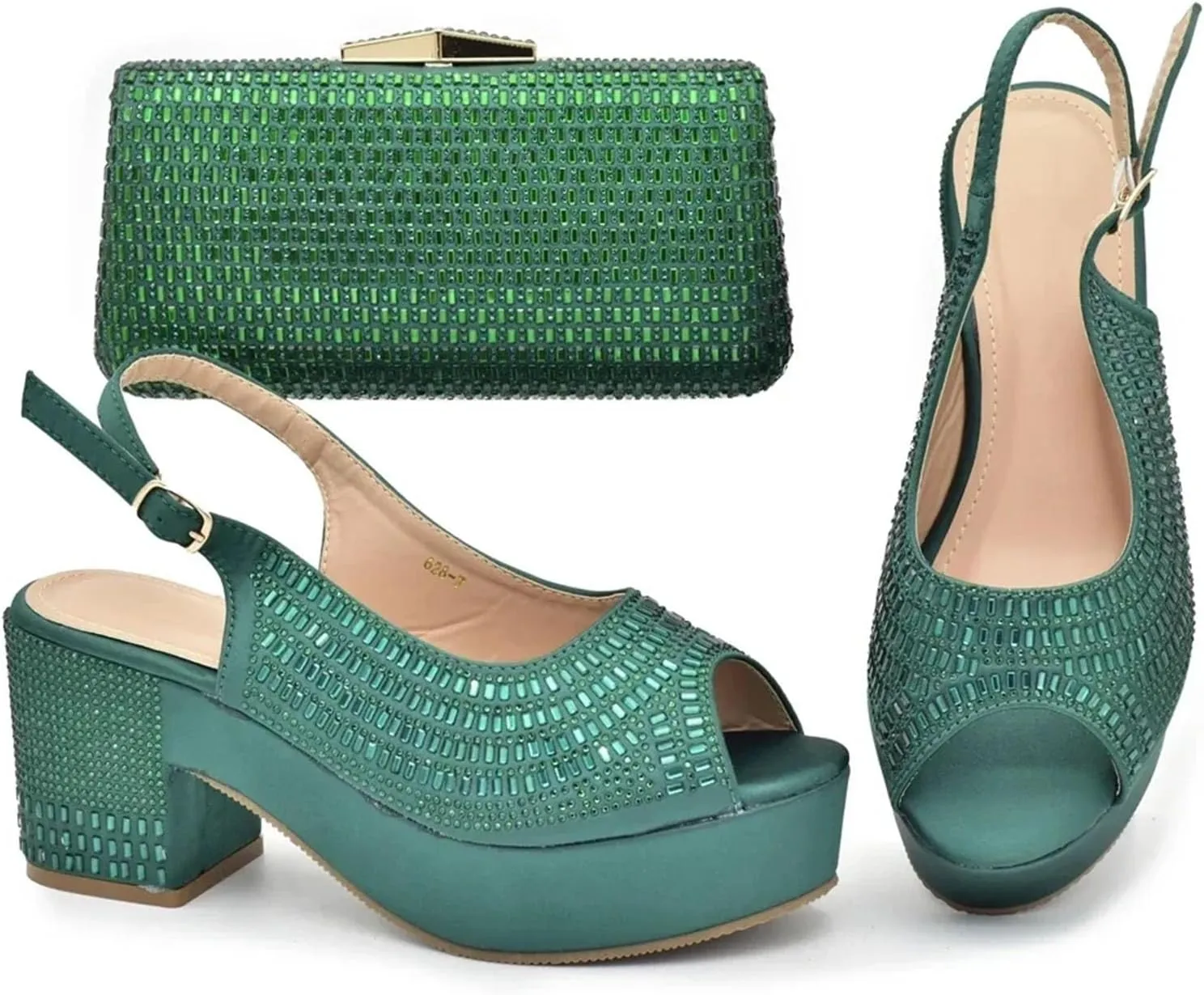 Women's Plus Size African Party Set - Sexy High Heels & Matching Evening Purse