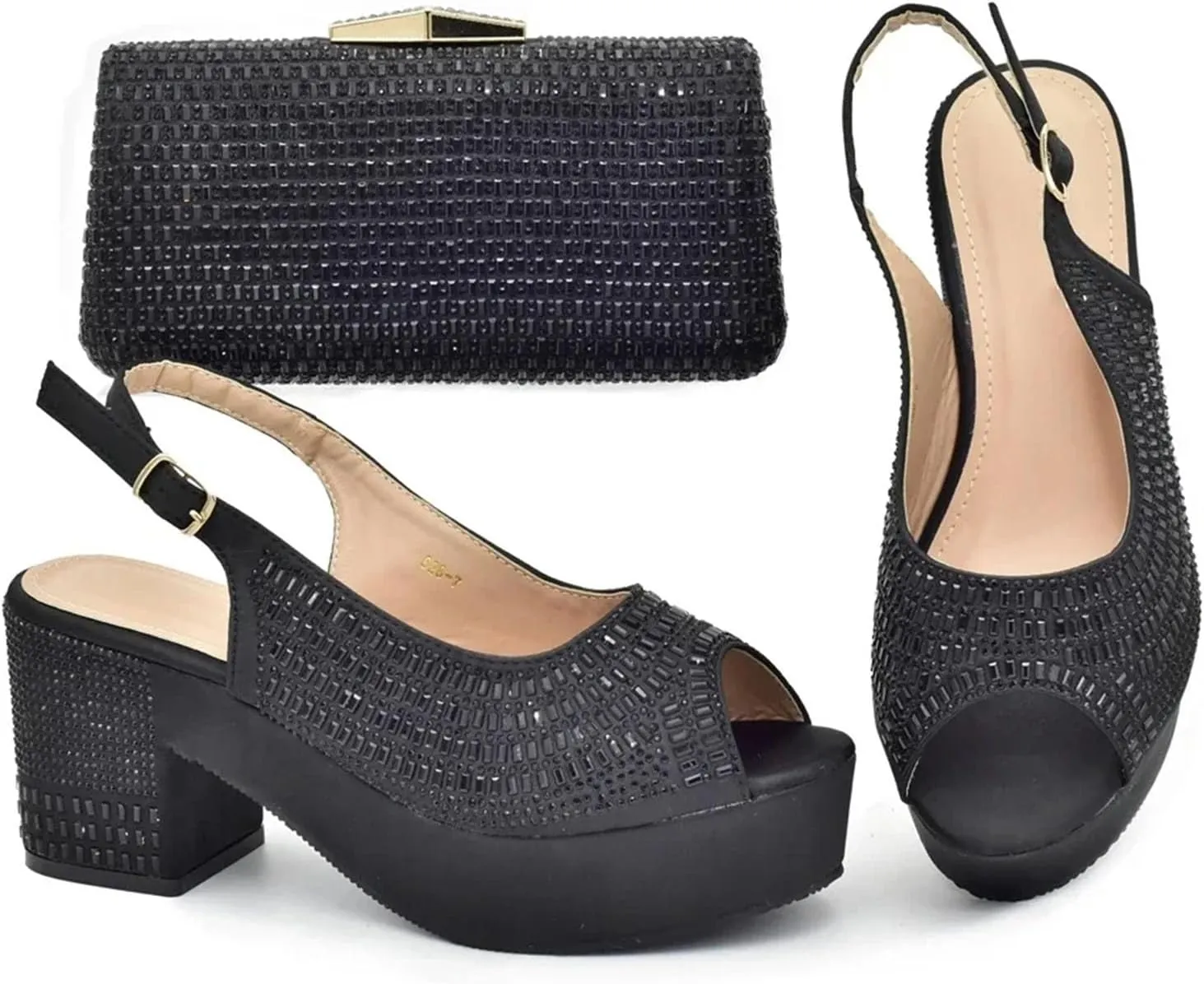 Women's Plus Size African Party Set - Sexy High Heels & Matching Evening Purse