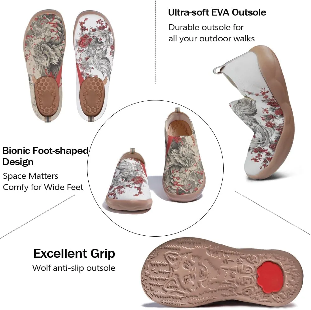 Women's Slip On Casual Loafers Fashion Knit Art Painted Shoes Lightweight Comfort Travel Sneaker