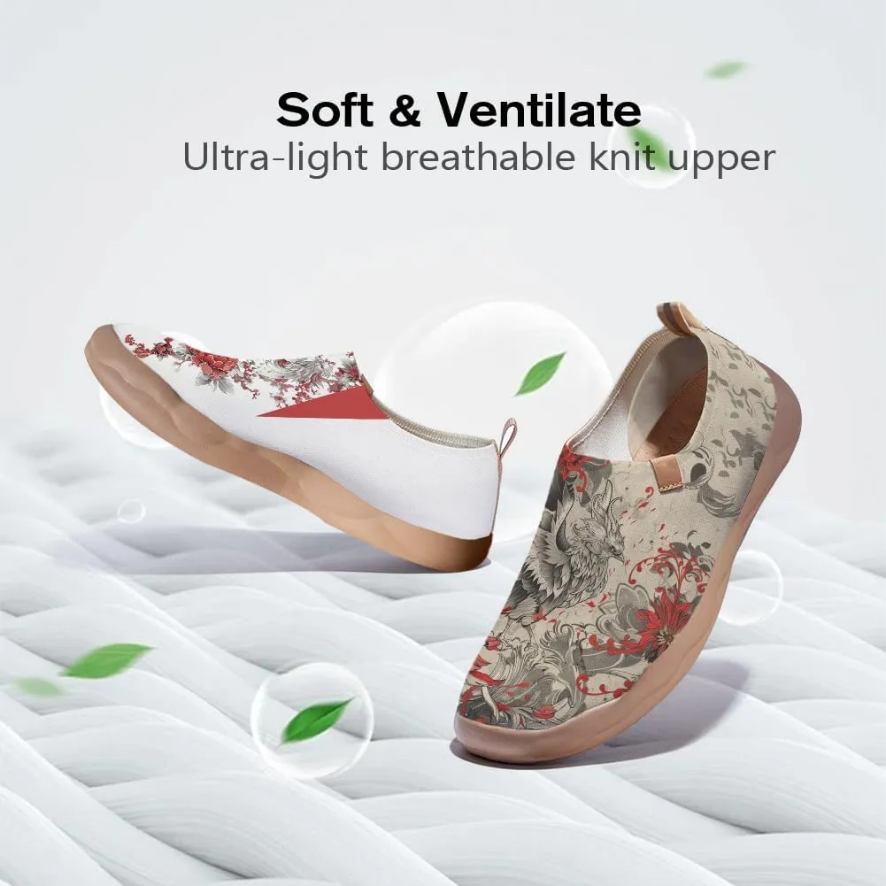 Women's Slip On Casual Loafers Fashion Knit Art Painted Shoes Lightweight Comfort Travel Sneaker