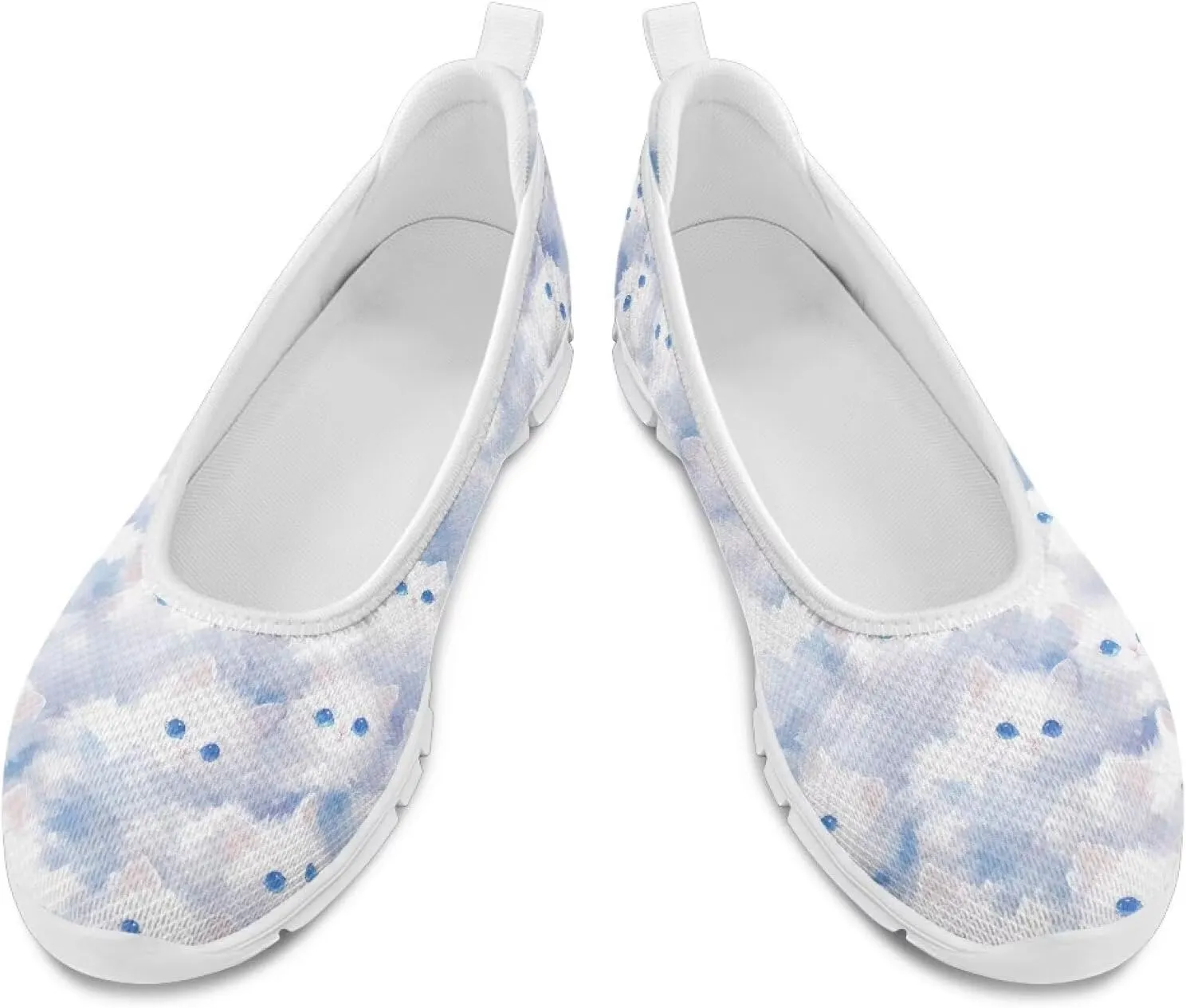 Women's Slip On Shoes Mesh Walking Flats Shoes Comfort Lightweight Casual Sneakers for Travel Date & Party White Sole Size 6-11