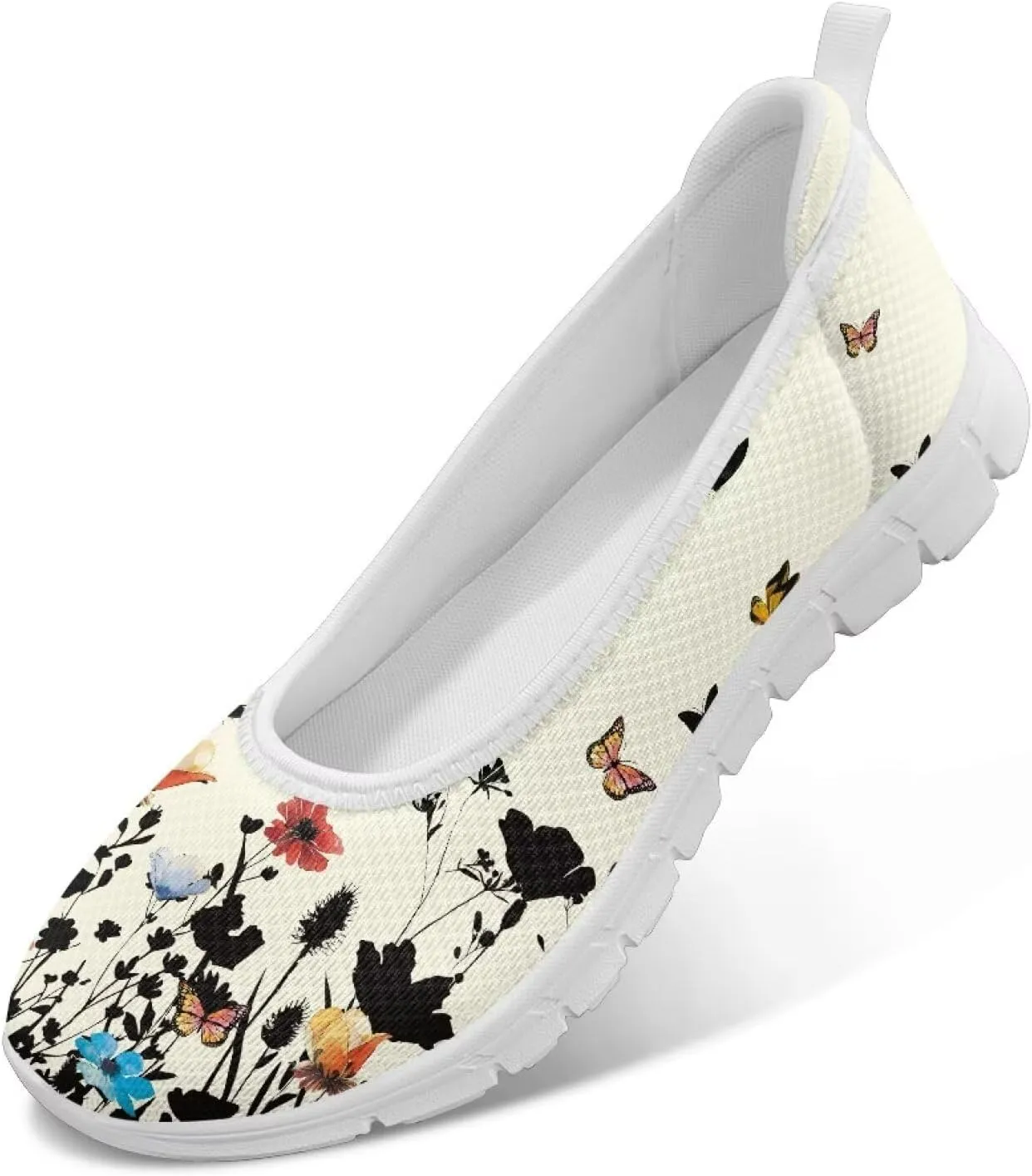 Women's Slip On Shoes Mesh Walking Flats Shoes Comfort Lightweight Casual Sneakers for Travel Date & Party White Sole Size 6-11