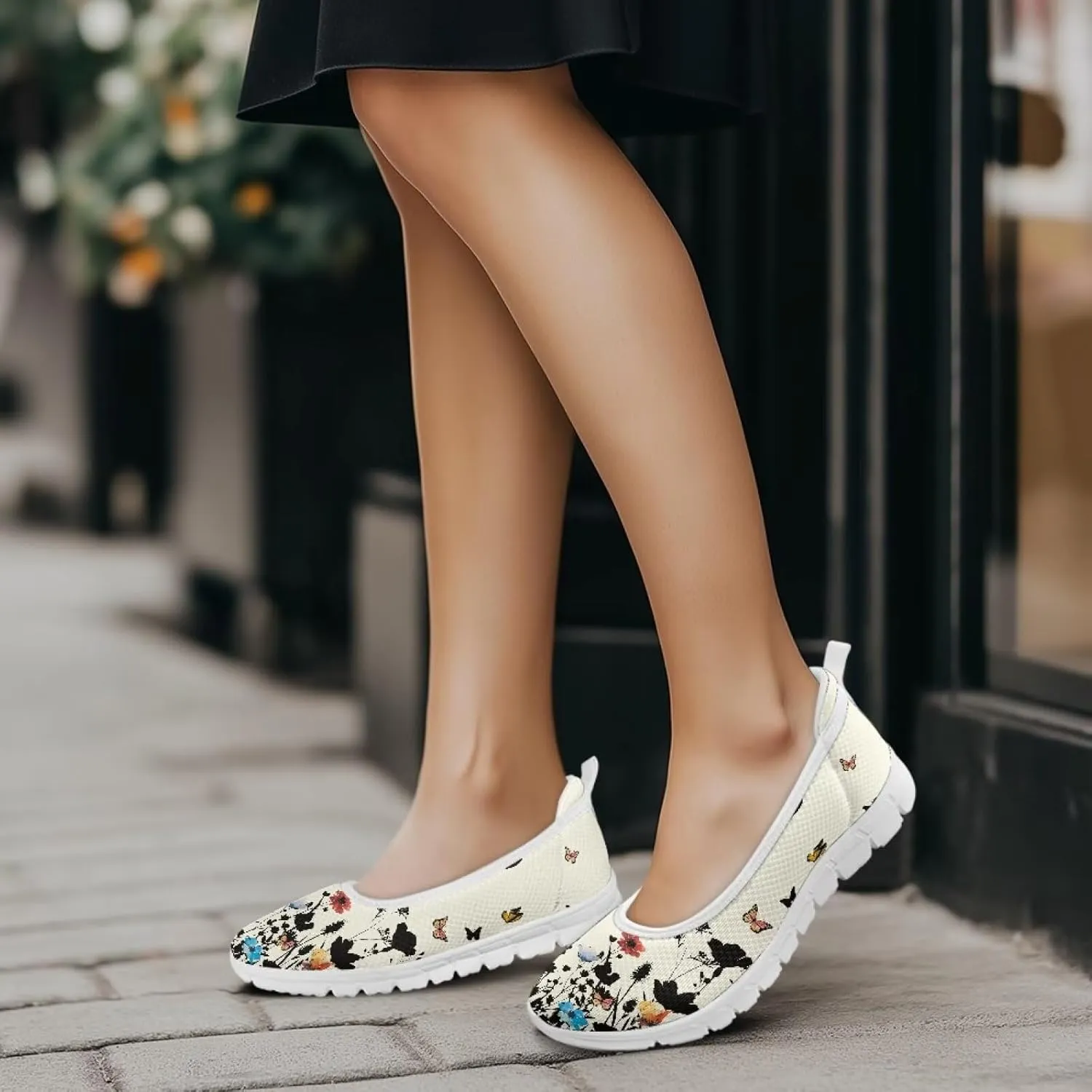 Women's Slip On Shoes Mesh Walking Flats Shoes Comfort Lightweight Casual Sneakers for Travel Date & Party White Sole Size 6-11