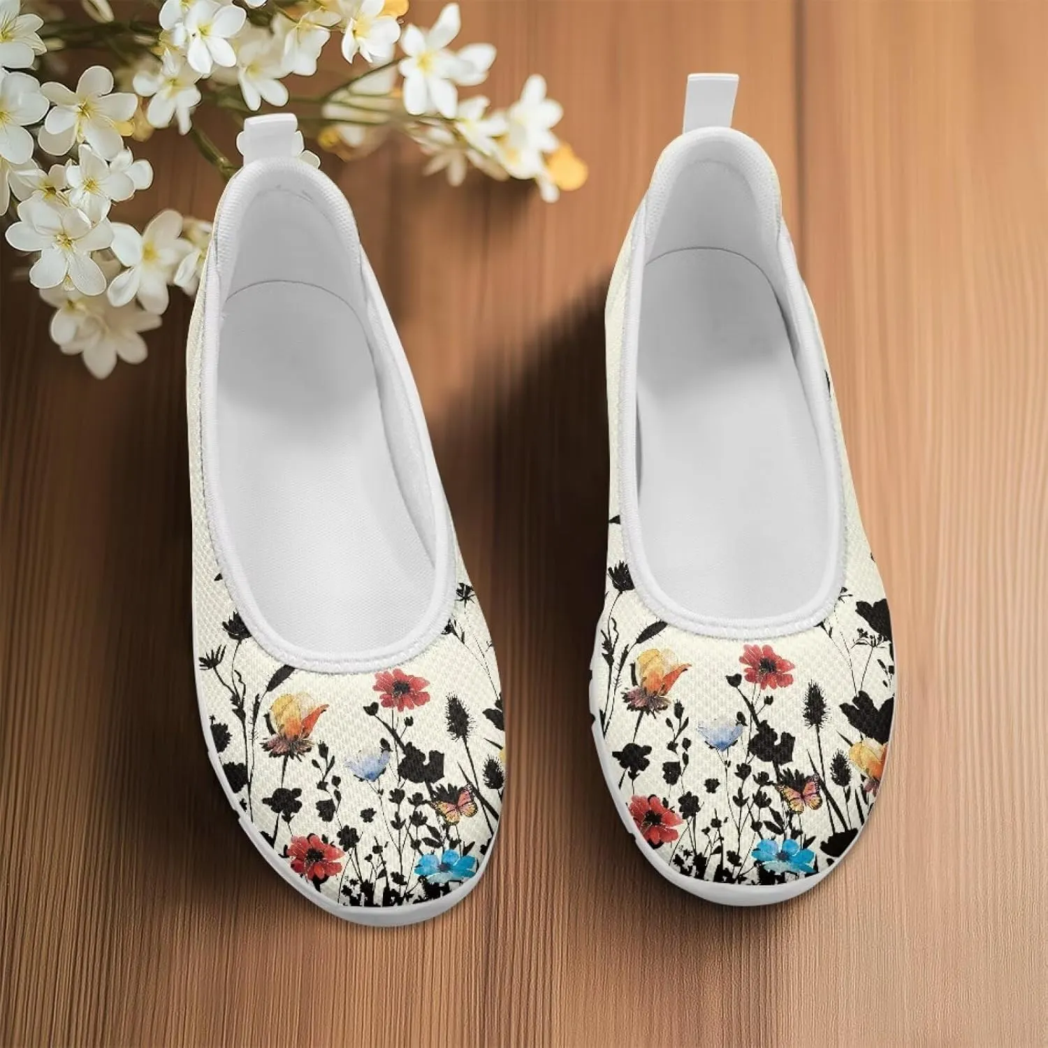 Women's Slip On Shoes Mesh Walking Flats Shoes Comfort Lightweight Casual Sneakers for Travel Date & Party White Sole Size 6-11