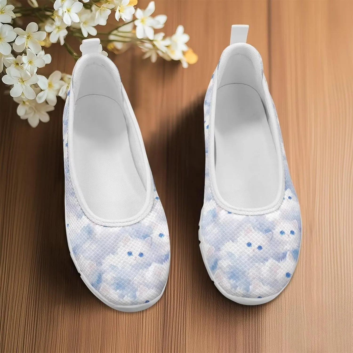 Women's Slip On Shoes Mesh Walking Flats Shoes Comfort Lightweight Casual Sneakers for Travel Date & Party White Sole Size 6-11