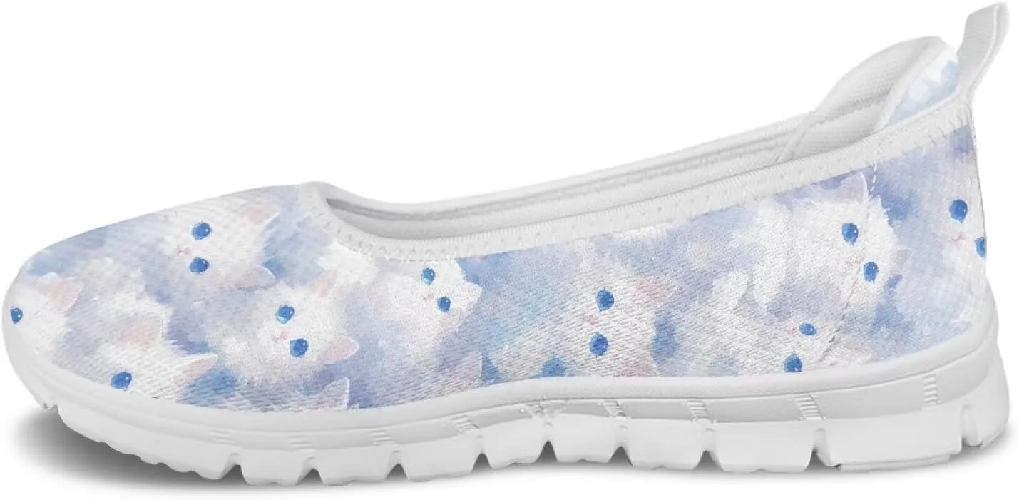 Women's Slip On Shoes Mesh Walking Flats Shoes Comfort Lightweight Casual Sneakers for Travel Date & Party White Sole Size 6-11