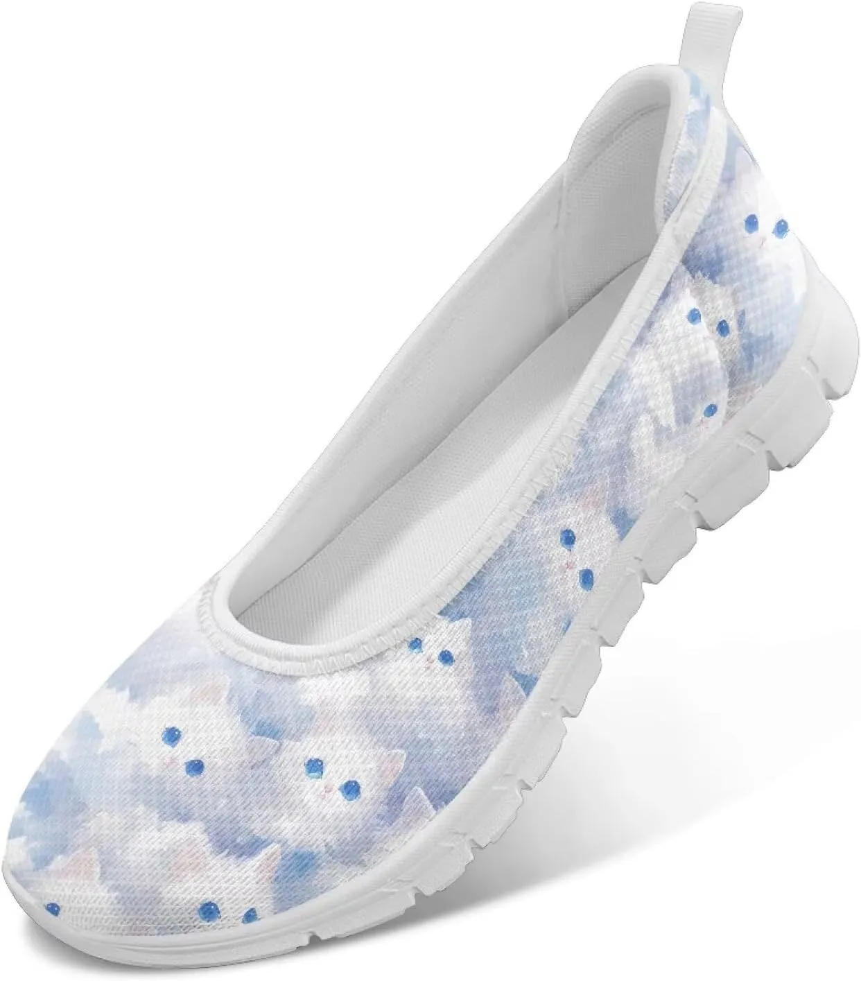 Women's Slip On Shoes Mesh Walking Flats Shoes Comfort Lightweight Casual Sneakers for Travel Date & Party White Sole Size 6-11