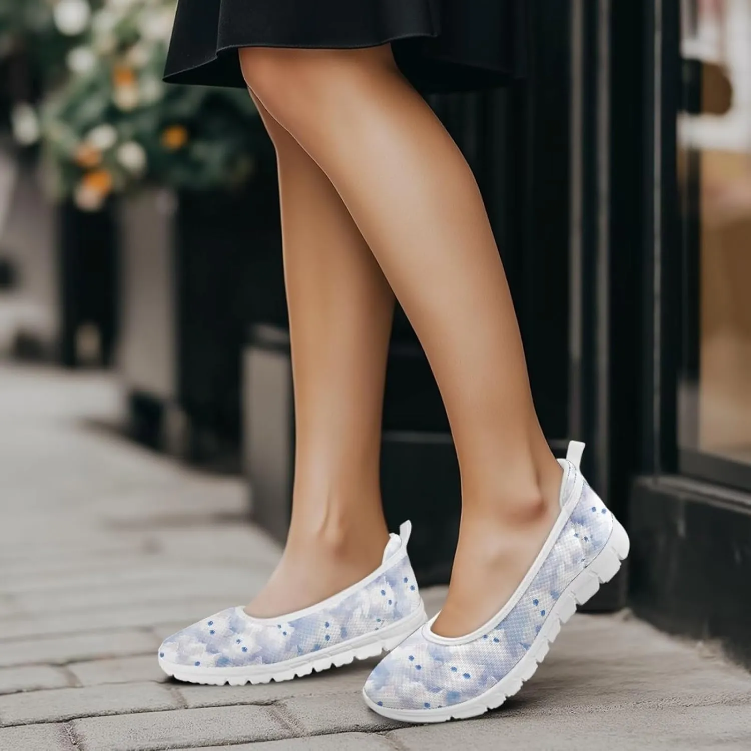 Women's Slip On Shoes Mesh Walking Flats Shoes Comfort Lightweight Casual Sneakers for Travel Date & Party White Sole Size 6-11
