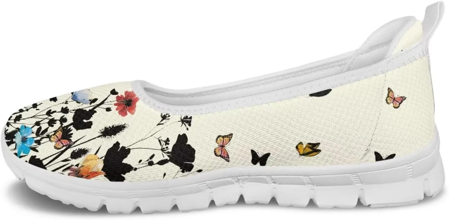 Women's Slip On Shoes Mesh Walking Flats Shoes Comfort Lightweight Casual Sneakers for Travel Date & Party White Sole Size 6-11