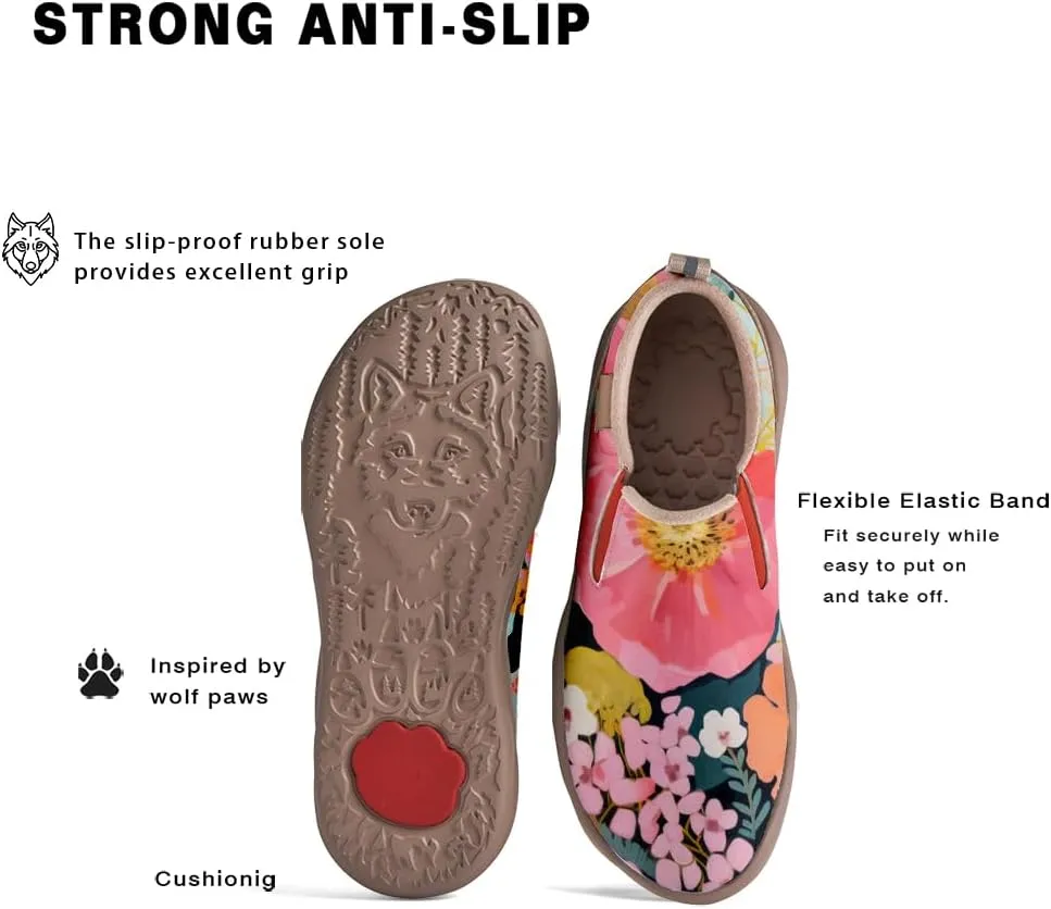 Women's Slip On Sneakers Casual Loafers Microfiber Art Painted Comfort Soft Walking Shoes Colorful Flowers