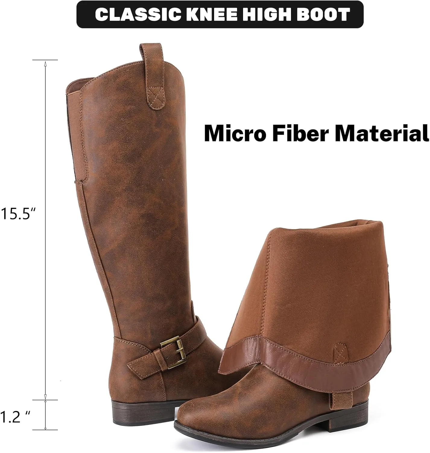 Women's Slouchy Knee High Boots, Comfortable and Fashionable Round Toe Riding Combat Boots for Fall and Winter Wear for Women.