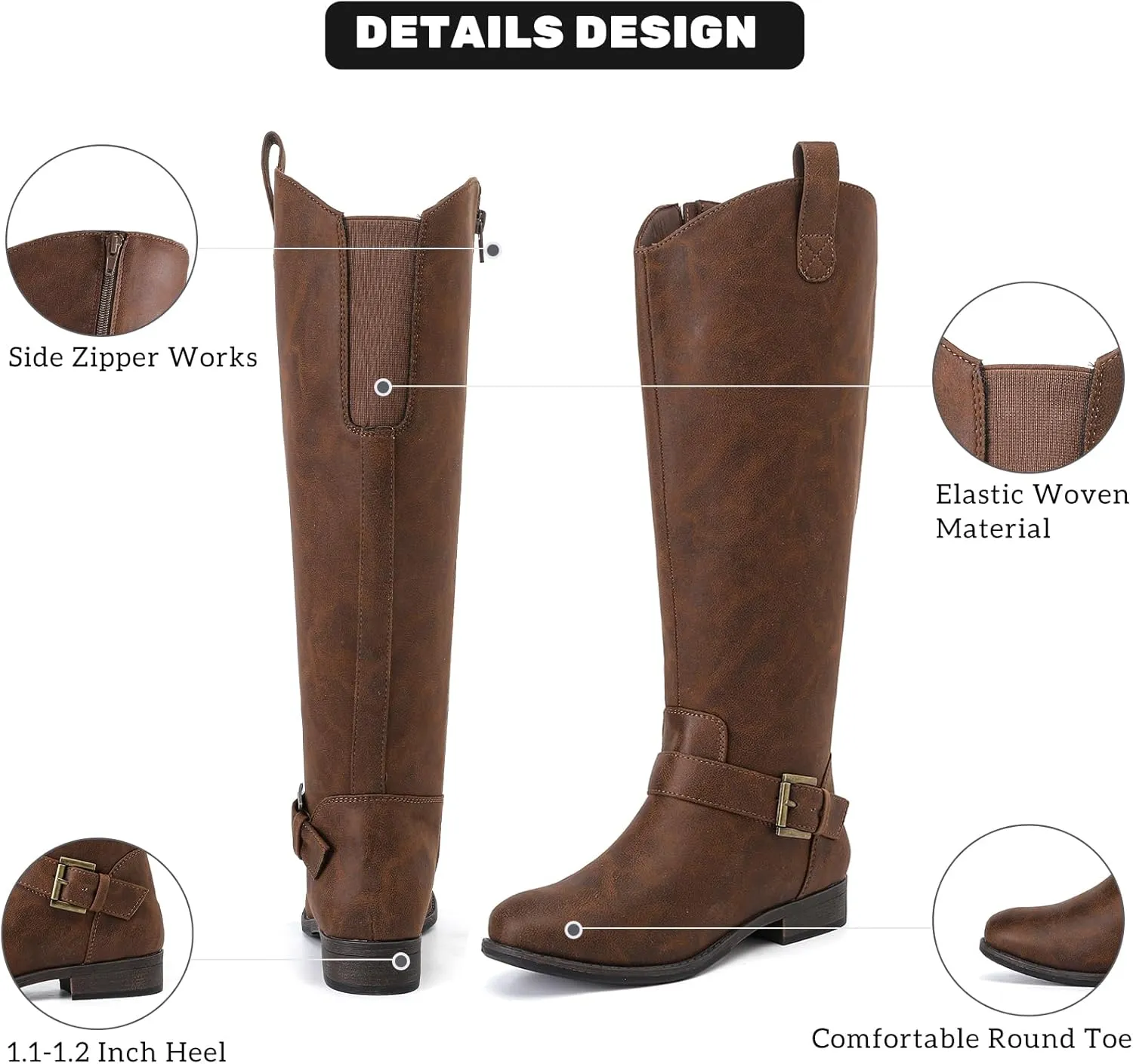 Women's Slouchy Knee High Boots, Comfortable and Fashionable Round Toe Riding Combat Boots for Fall and Winter Wear for Women.
