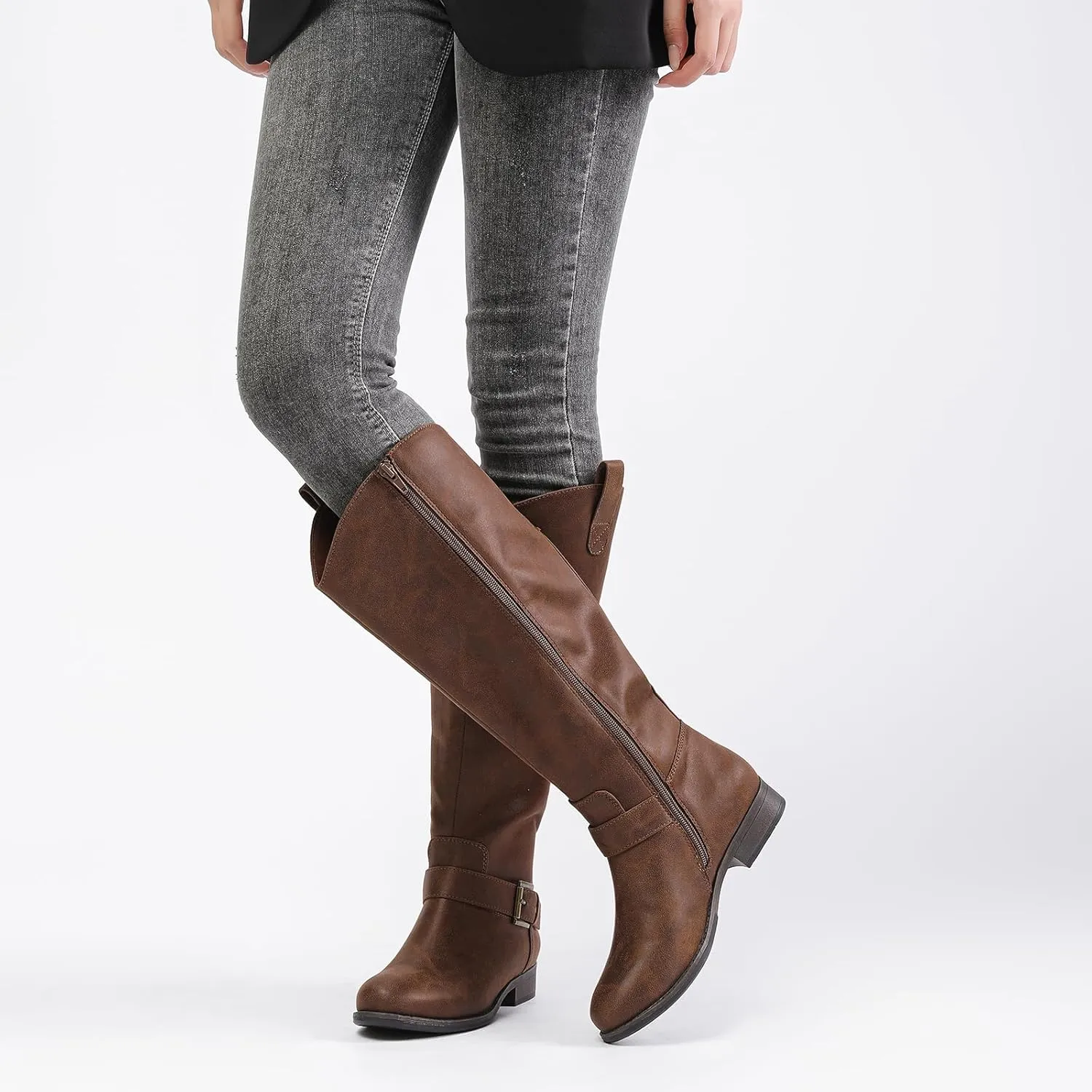 Women's Slouchy Knee High Boots, Comfortable and Fashionable Round Toe Riding Combat Boots for Fall and Winter Wear for Women.