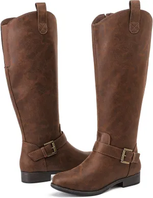 Women's Slouchy Knee High Boots, Comfortable and Fashionable Round Toe Riding Combat Boots for Fall and Winter Wear for Women.