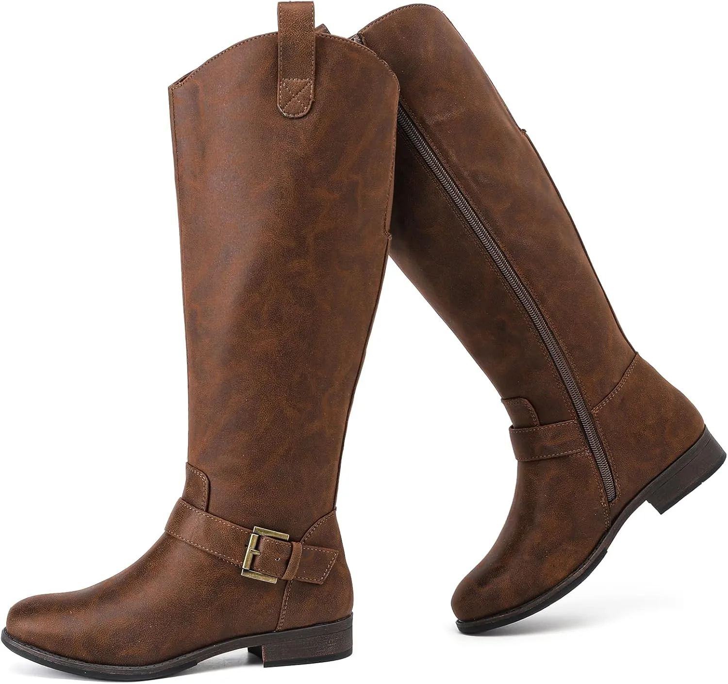 Women's Slouchy Knee High Boots, Comfortable and Fashionable Round Toe Riding Combat Boots for Fall and Winter Wear for Women.