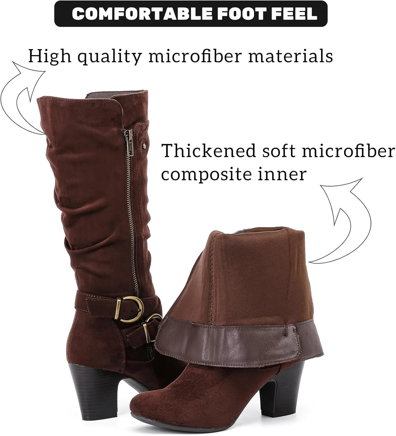 Women's Slouchy Knee High Boots Riding Combat Boots with Chunky Heel,Comfortable and Fashionable for Fall and Winter Wear for Women.