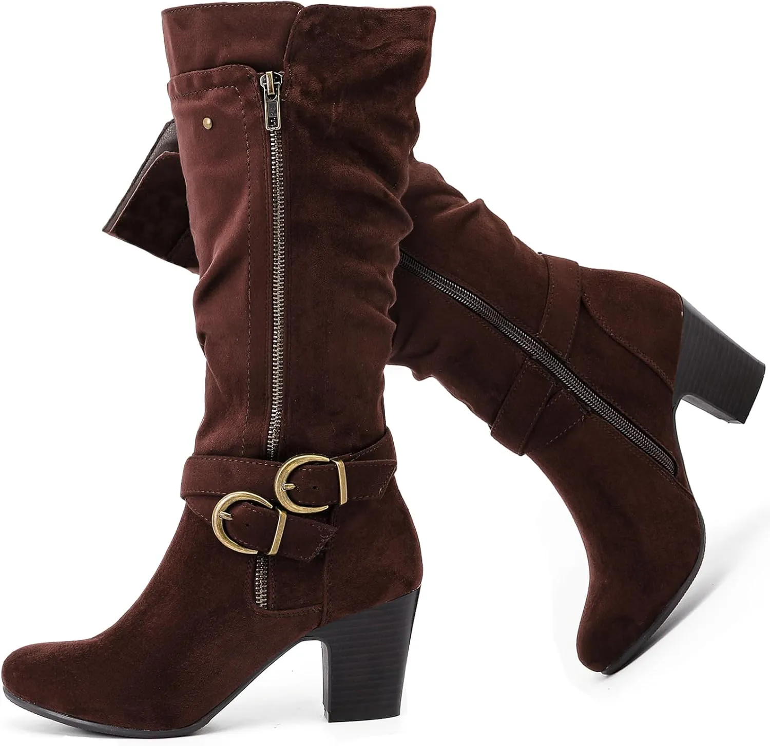 Women's Slouchy Knee High Boots Riding Combat Boots with Chunky Heel,Comfortable and Fashionable for Fall and Winter Wear for Women.