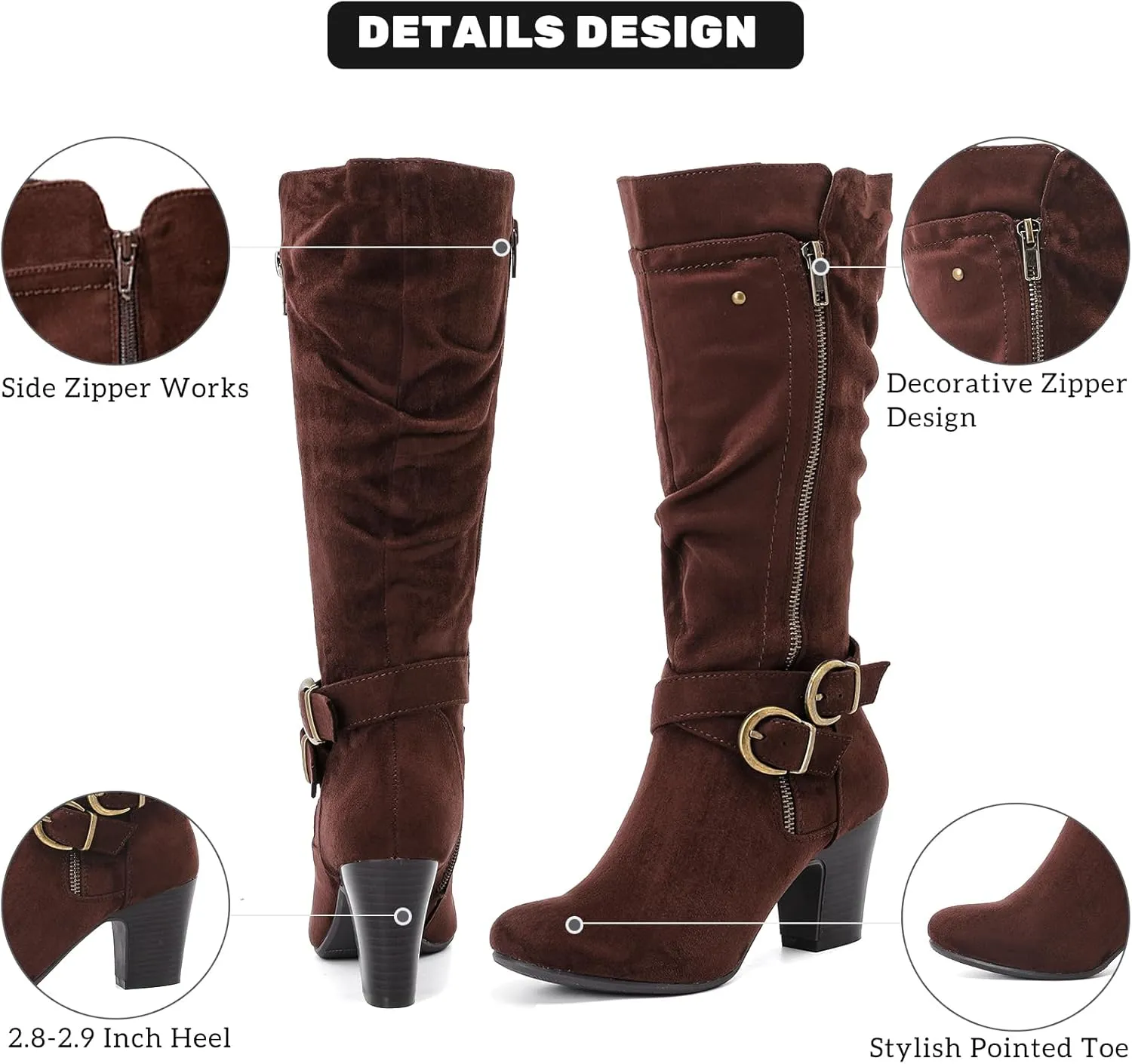 Women's Slouchy Knee High Boots Riding Combat Boots with Chunky Heel,Comfortable and Fashionable for Fall and Winter Wear for Women.