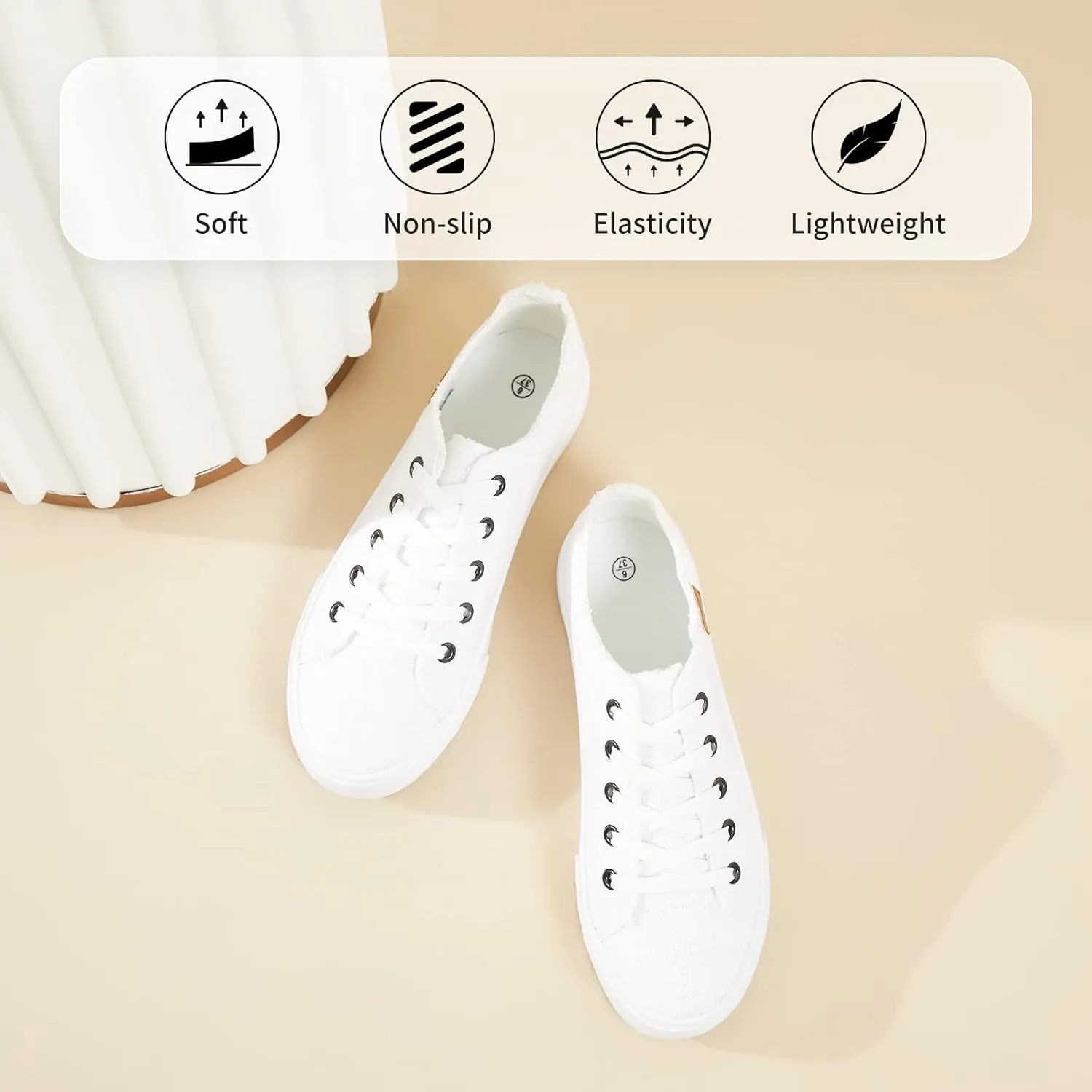 Women's Sneakers Canvas Shoes for Women Lace up Fashion Canvas Sneakers Classic Low Top Casual Shoes