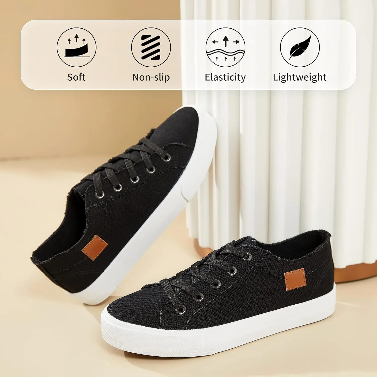 Women's Sneakers Canvas Shoes for Women Lace up Fashion Canvas Sneakers Classic Low Top Casual Shoes