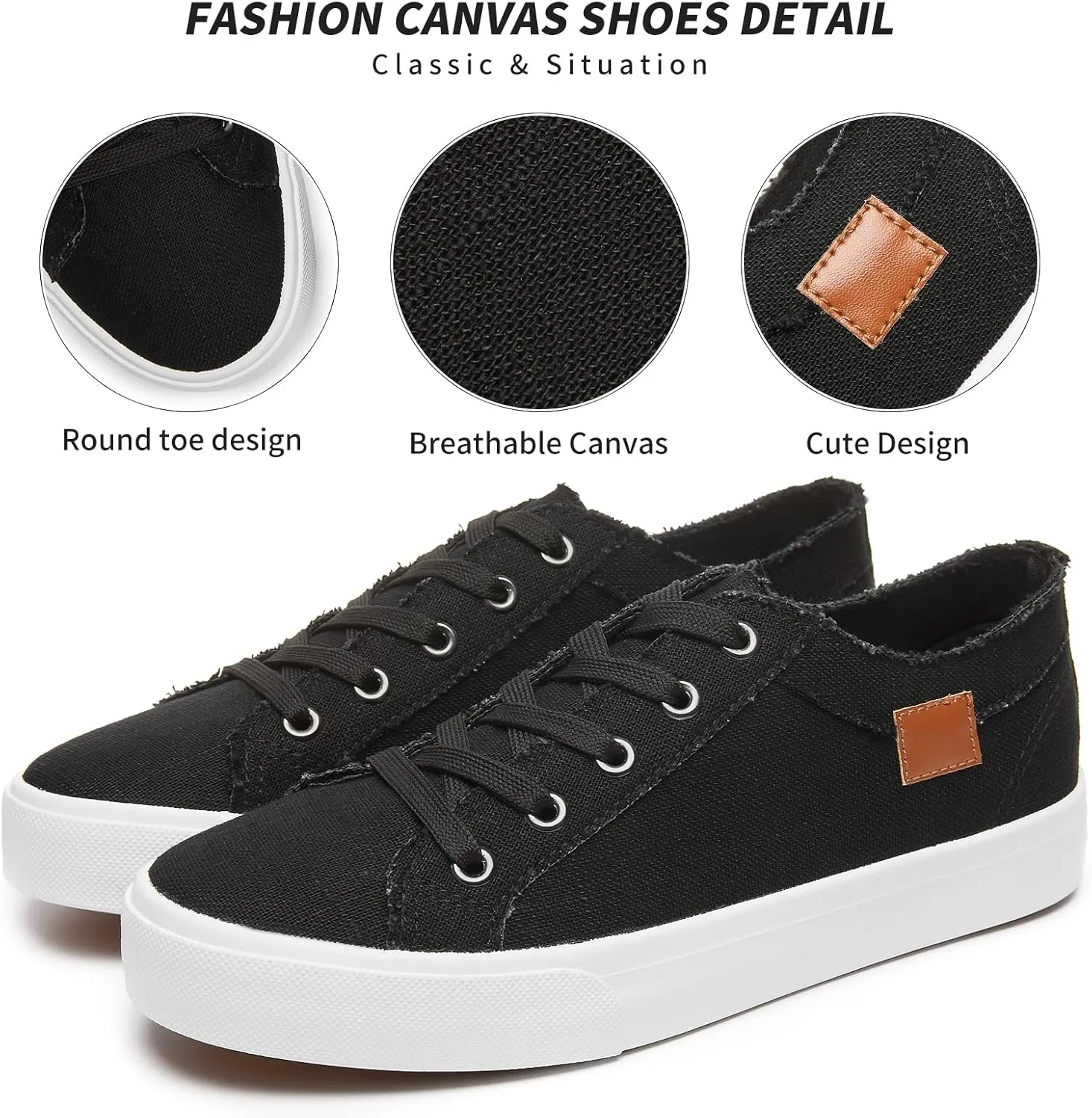 Women's Sneakers Canvas Shoes for Women Lace up Fashion Canvas Sneakers Classic Low Top Casual Shoes